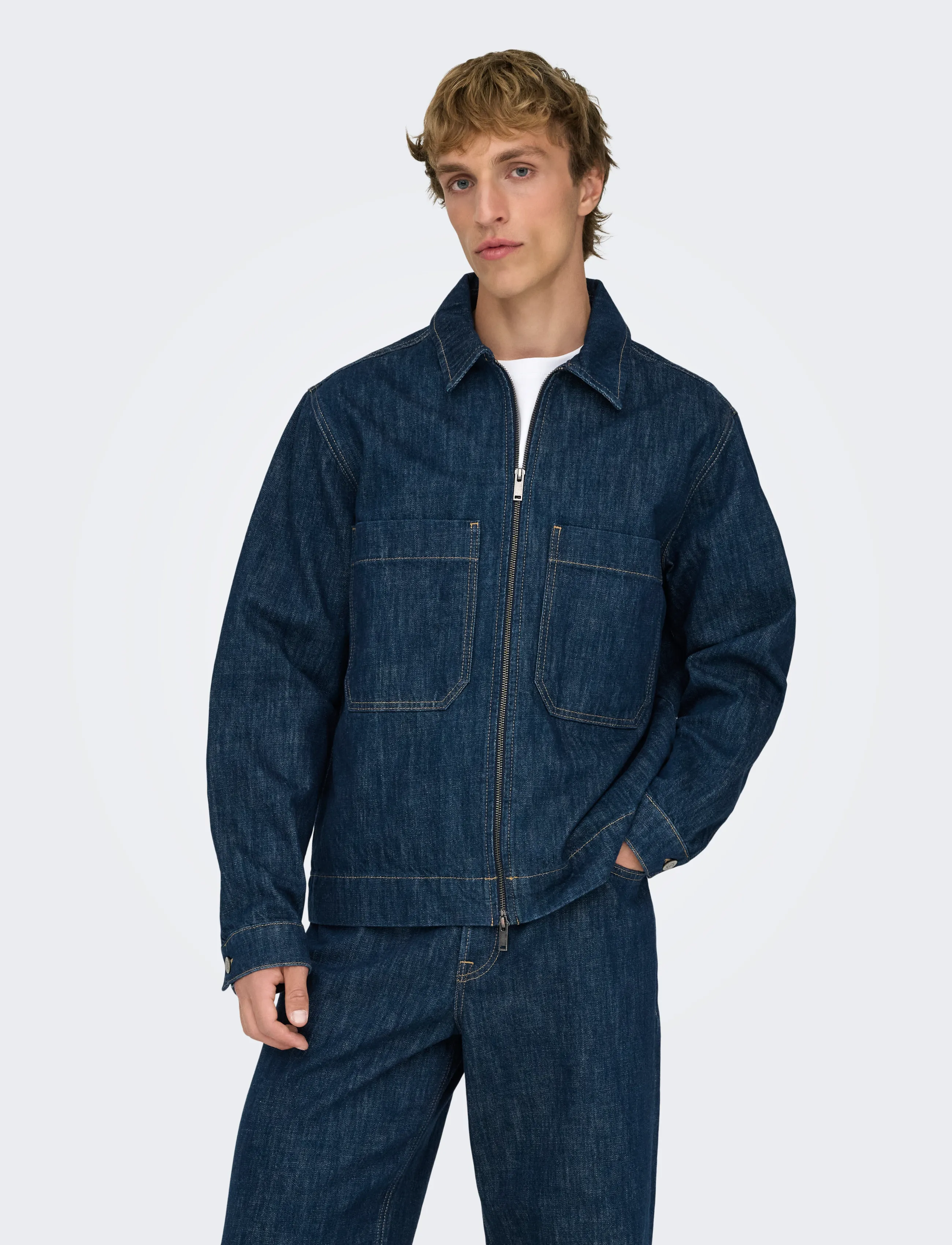 ONLY & SONS ONSCASSEL DMB RINSE 8541 DOT DNM JACKET - Kleidung - DARK BLUE DENIM / blue