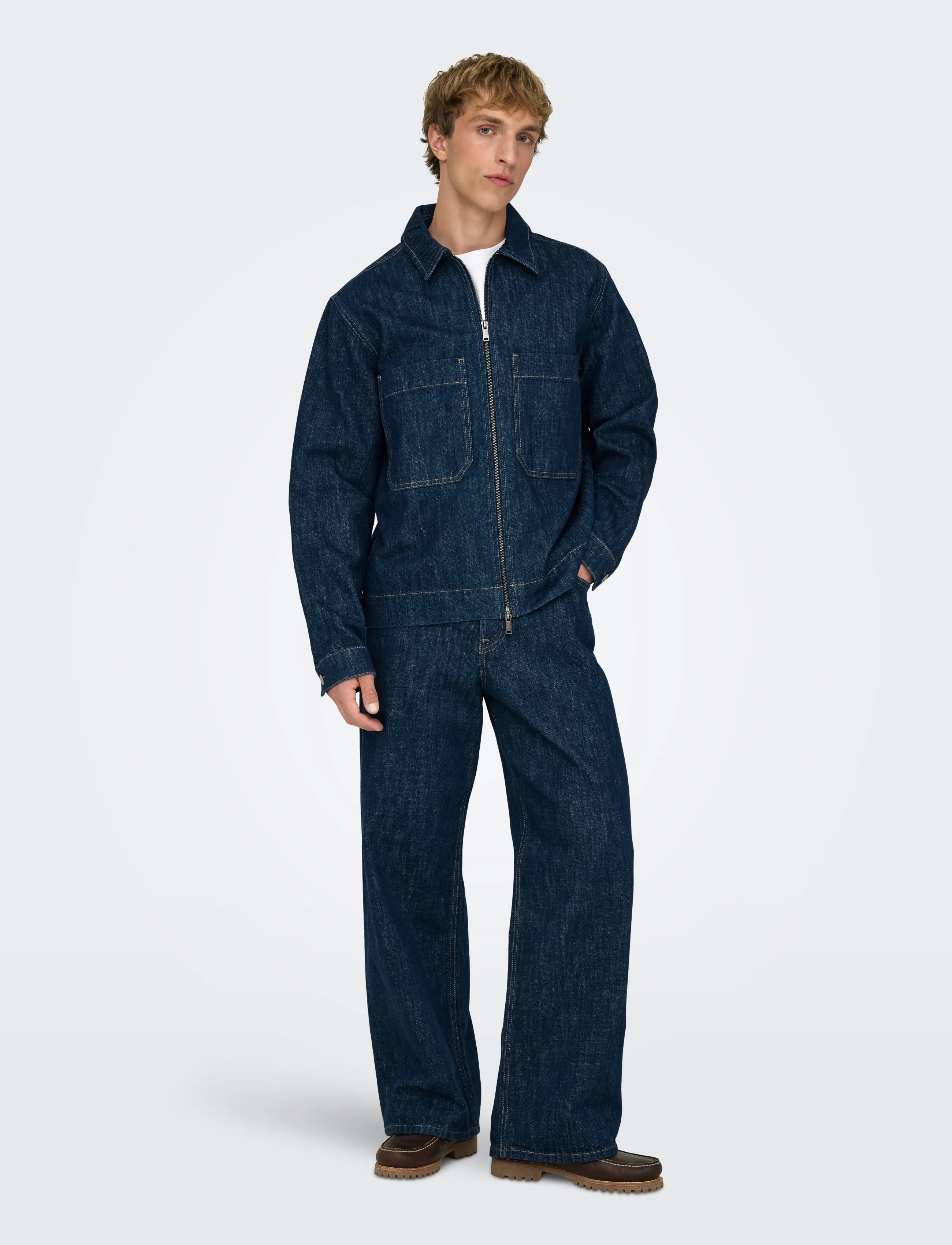 ONLY & SONS - ONSCASSEL DMB RINSE 8541 DOT DNM JACKET - ungefütterte denimjacken - dark blue denim - 4