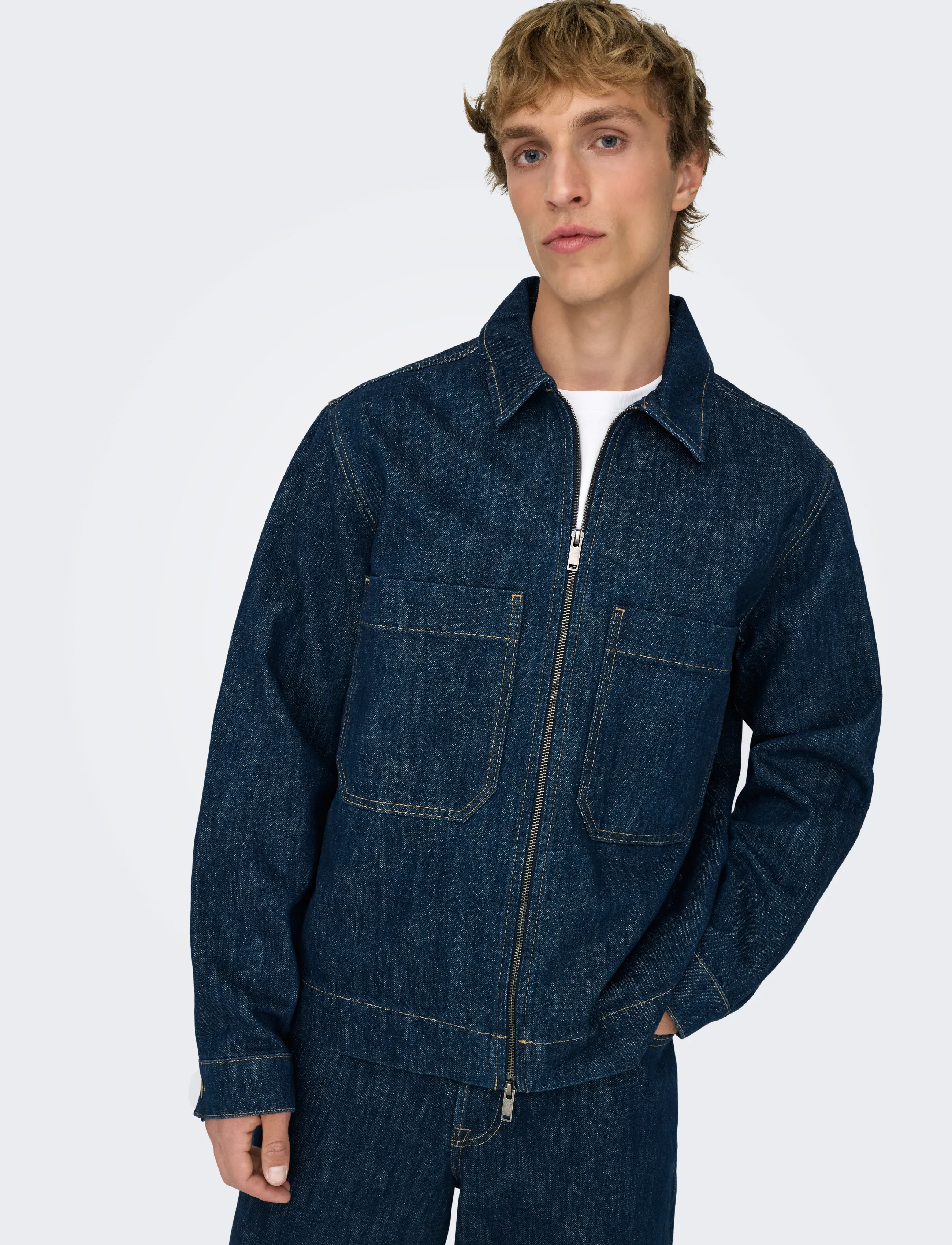 ONLY & SONS - ONSCASSEL DMB RINSE 8541 DOT DNM JACKET - ungefütterte denimjacken - dark blue denim - 5