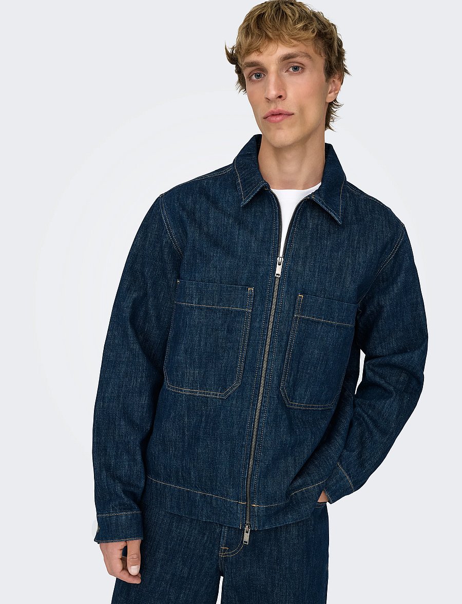ONLY & SONS - ONSCASSEL DMB RINSE 8541 DOT DNM JACKET - ungefütterte denimjacken - dark blue denim - 5