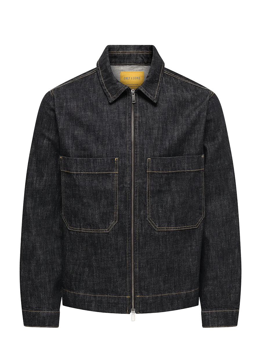 ONLY & SONS - ONSCASSEL BLK RINSE 8542 DOT DNM JACKET - ungefütterte denimjacken - black denim - 1
