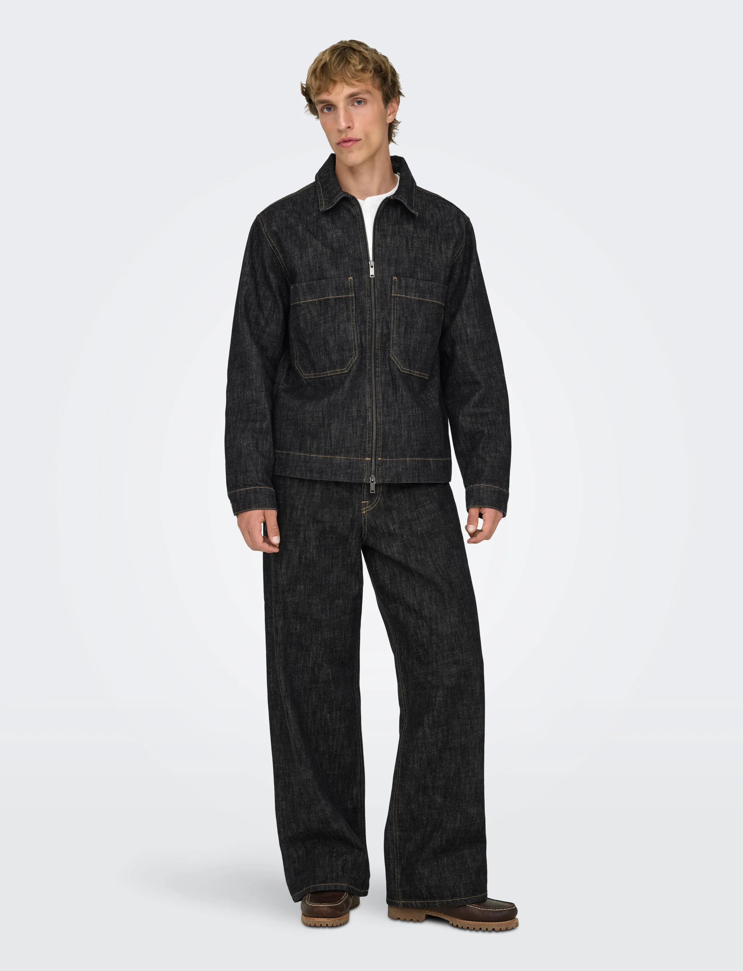 ONLY & SONS - ONSCASSEL BLK RINSE 8542 DOT DNM JACKET - ungefütterte denimjacken - black denim - 4