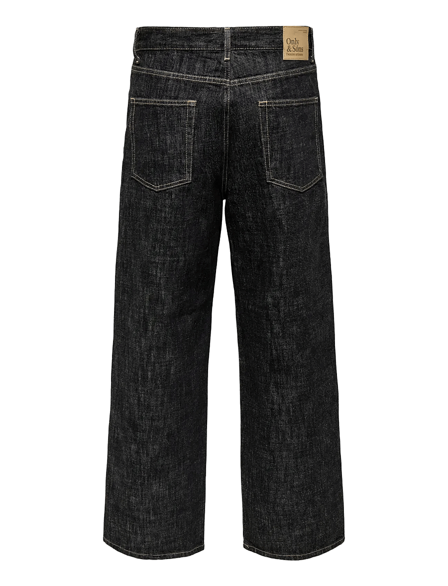 ONLY & SONS - ONSREMI WIDE BLACK 8567 CRO DNM NOOS - weite jeans - black denim - 2