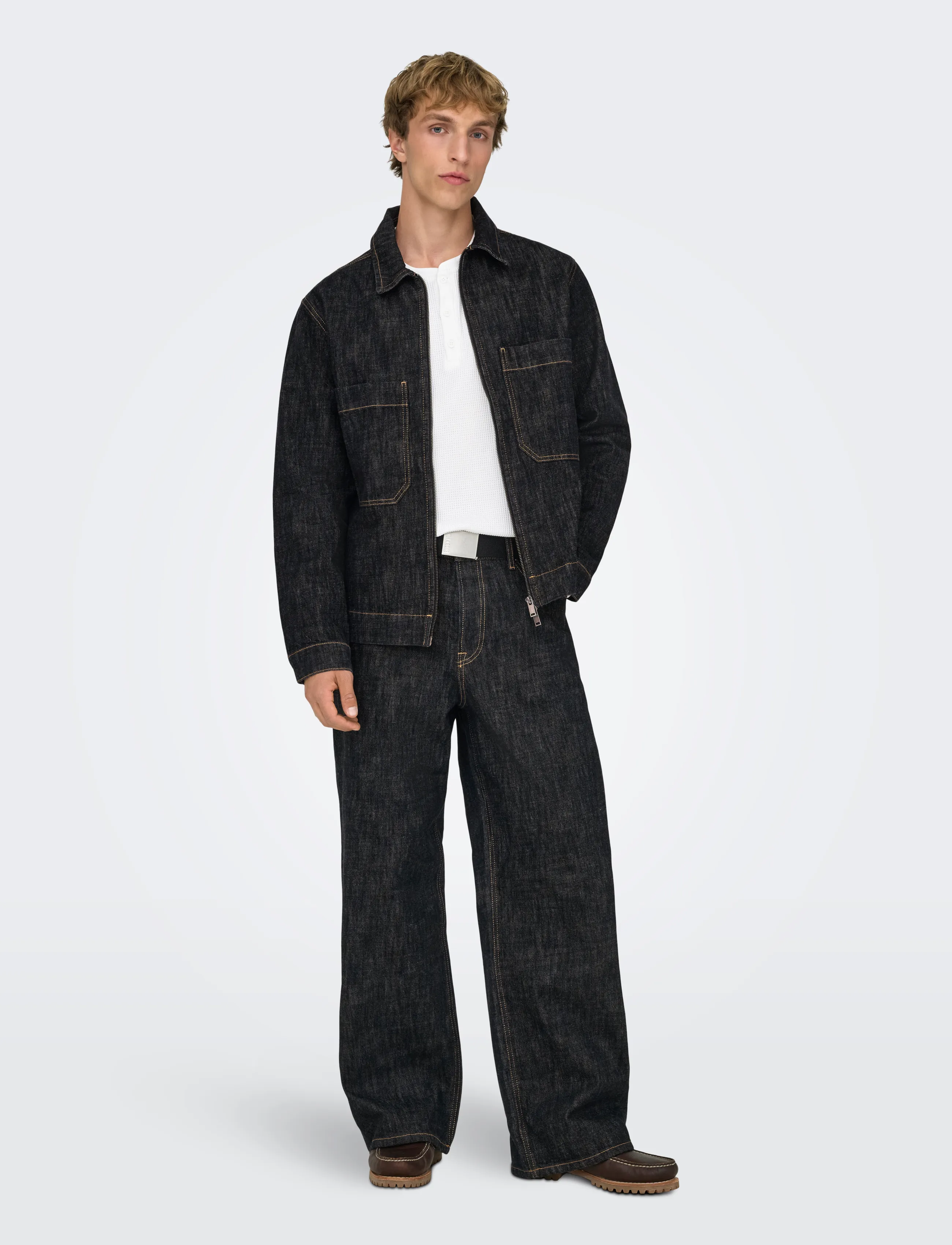 ONLY & SONS - ONSREMI WIDE BLACK 8567 CRO DNM NOOS - weite jeans - black denim - 4