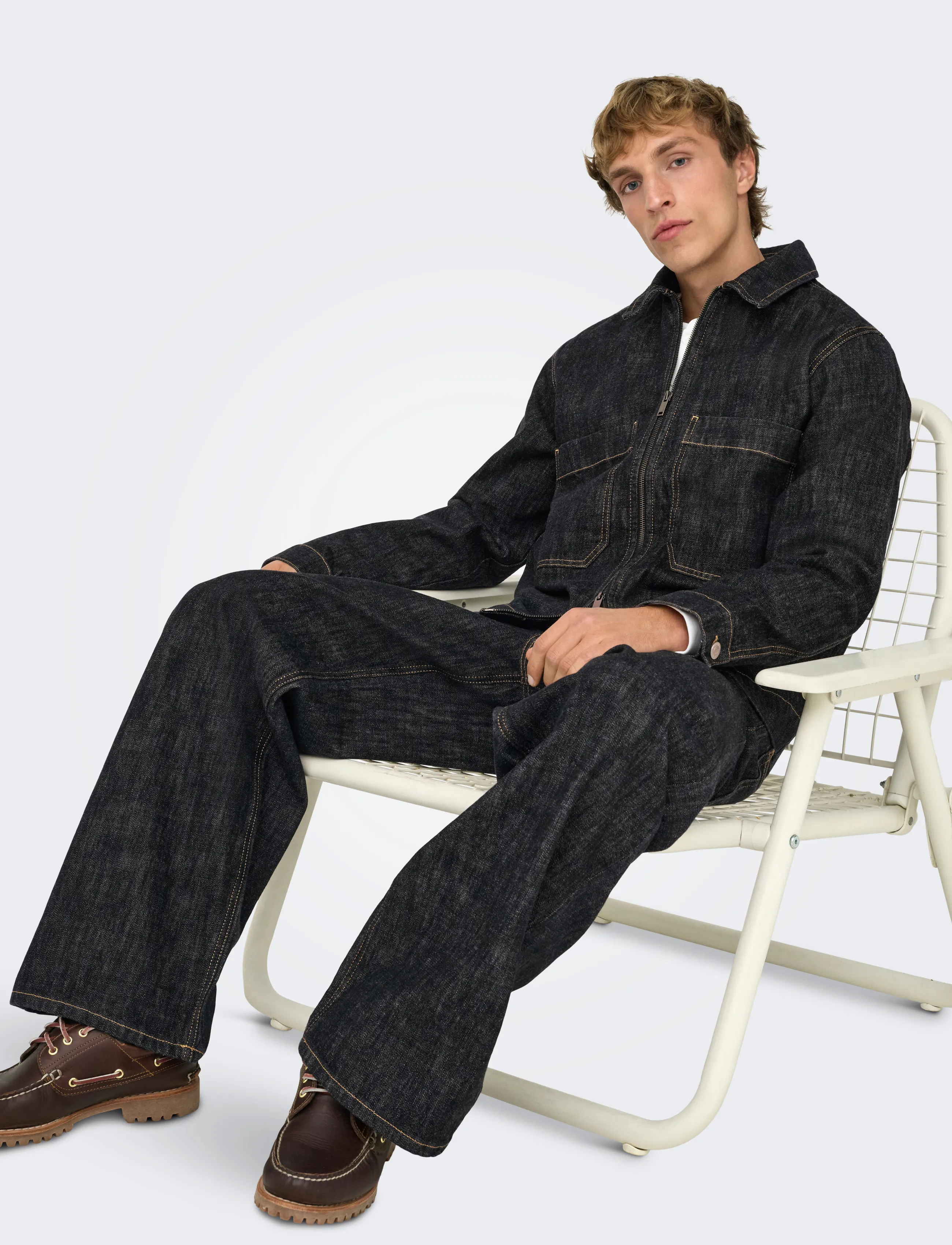 ONLY & SONS - ONSREMI WIDE BLACK 8567 CRO DNM NOOS - weite jeans - black denim - 5