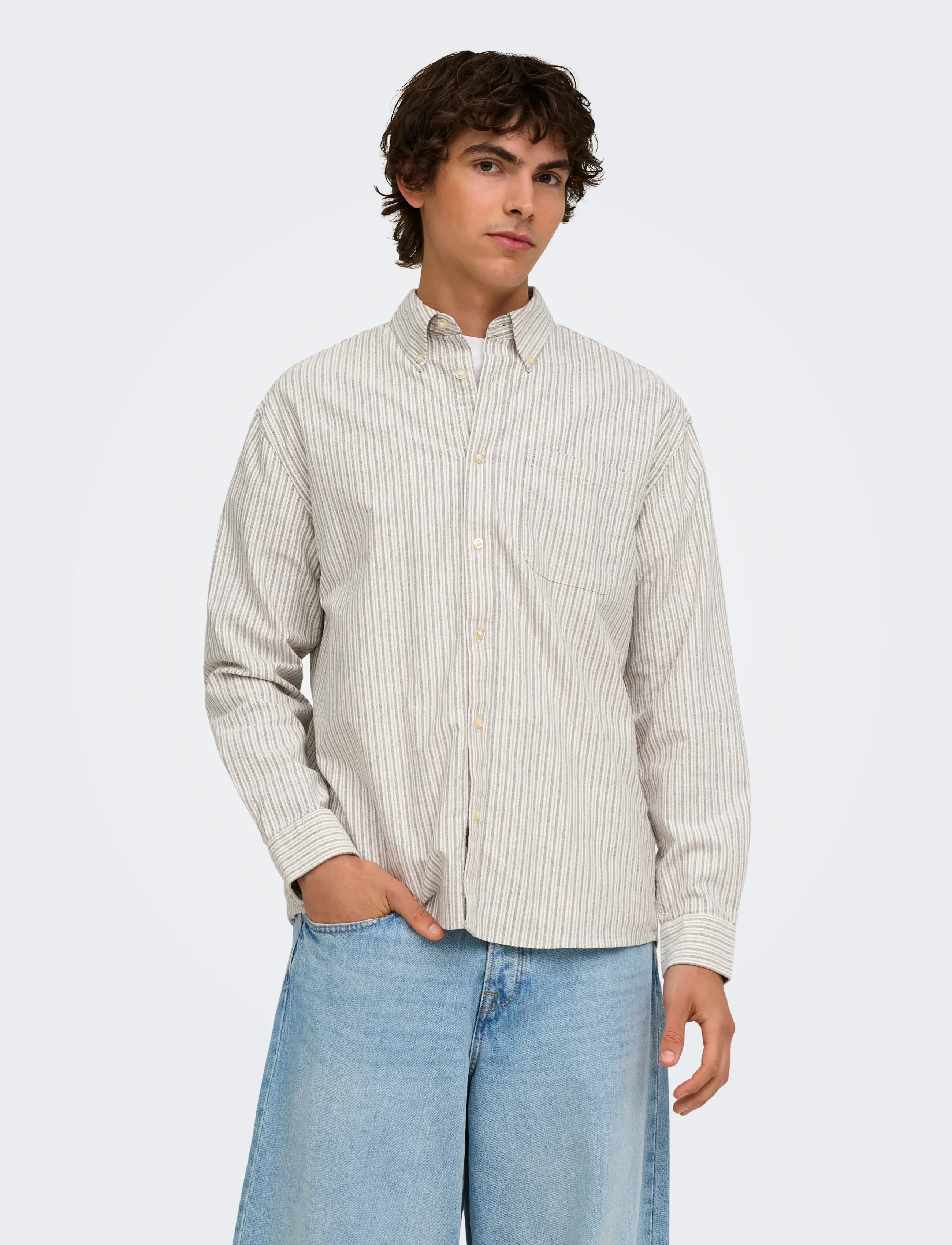 ONLY & SONS Onsoxford Ls Shirt Frml Noos, L, Brown, Shirts > Oxford Shirt, Herre