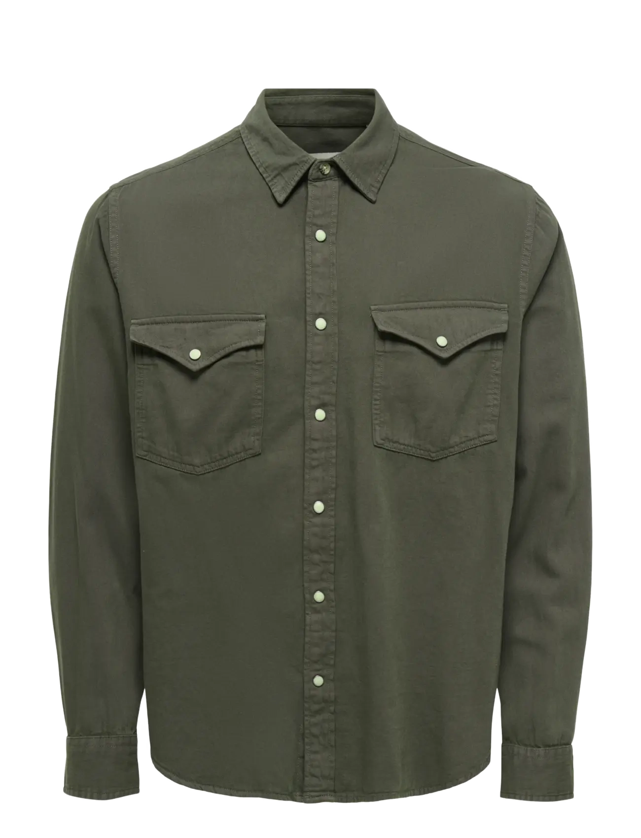 ONLY & SONS ONSRAY WESTERN REG LS SHIRT NOOS - Kollektioner - BELUGA / khaki/green