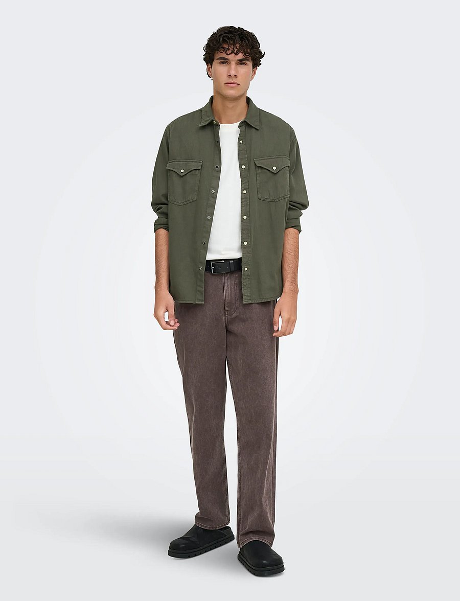 ONLY & SONS - ONSRAY WESTERN REG LS SHIRT NOOS - denimskjorter - beluga - 4