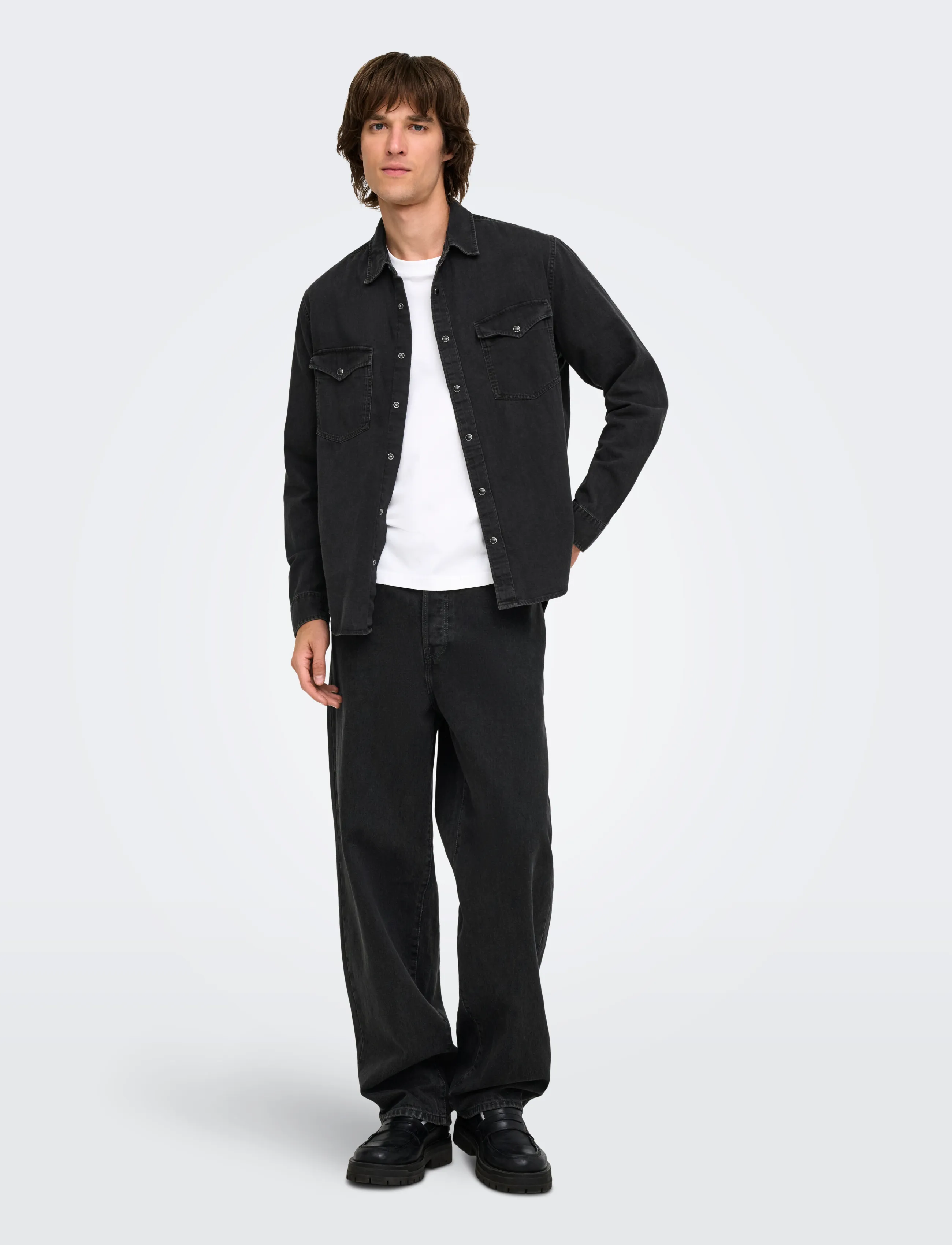 ONLY & SONS - ONSRAY WESTERN REG LS SHIRT NOOS - jeanshemden - black denim - 4