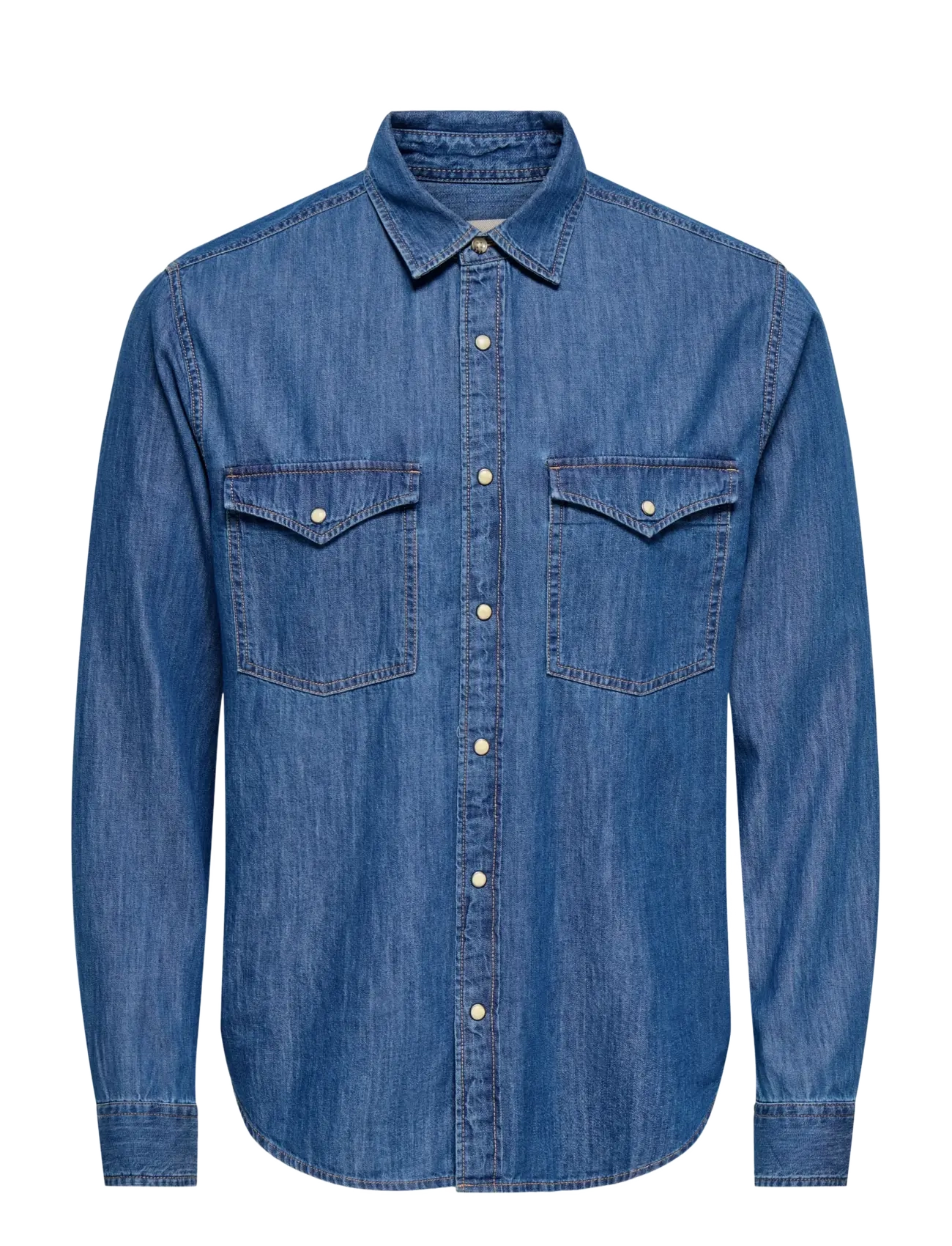 ONLY & SONS - ONSRAY WESTERN REG LS SHIRT NOOS - casual skjortor - medium blue denim - 1