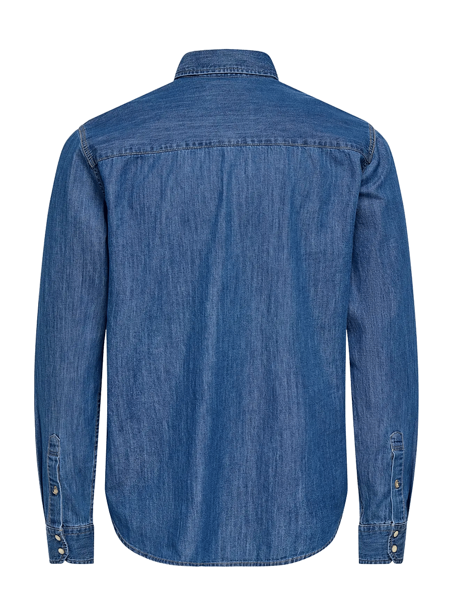 ONLY & SONS - ONSRAY WESTERN REG LS SHIRT NOOS - casual skjortor - medium blue denim - 2