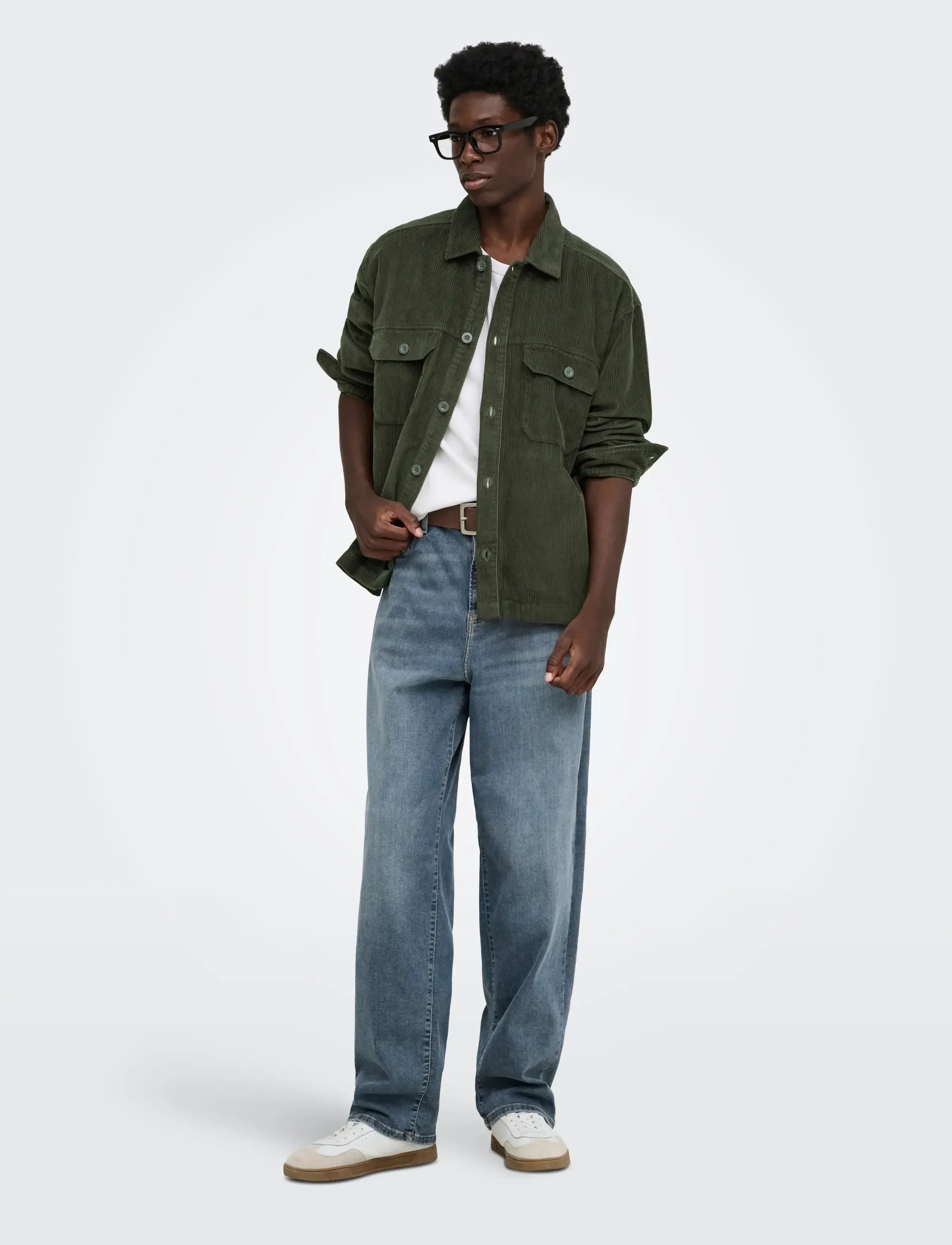 ONLY & SONS - ONSSIMON CORD RLX 017 SHIRT - fløjlsskjorter - beluga - 4