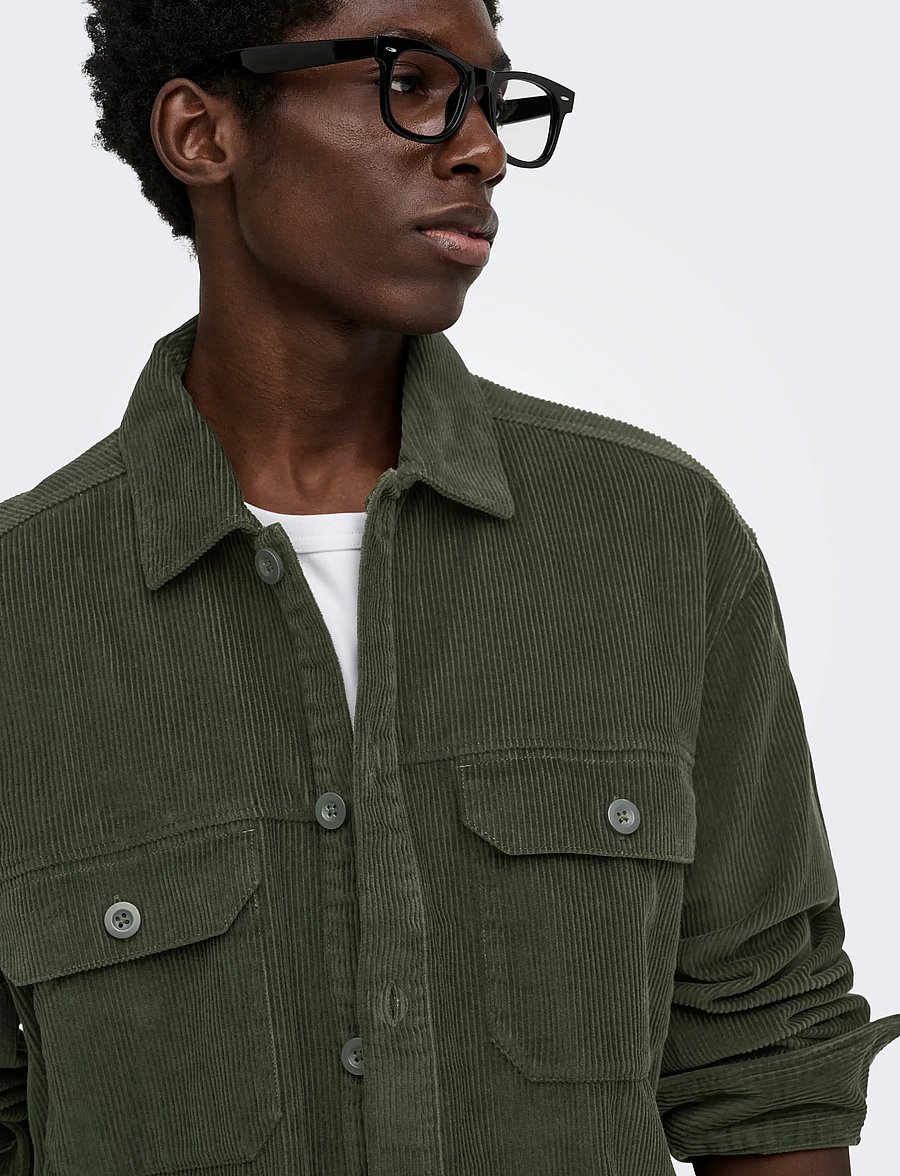 ONLY & SONS - ONSSIMON CORD RLX 017 SHIRT - fløjlsskjorter - beluga - 5