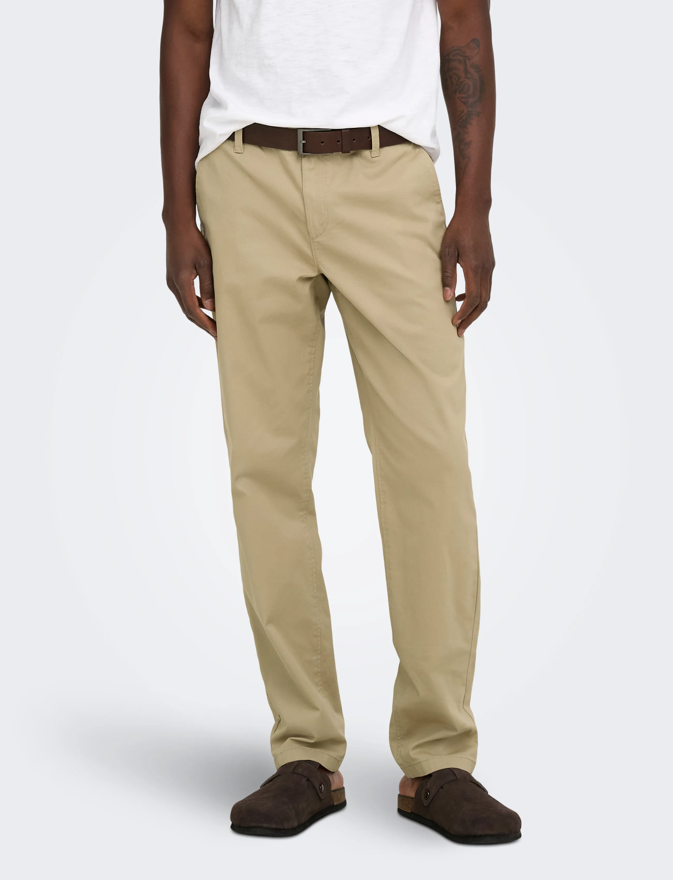ONLY & SONS ONSWEFT REG TWILL 0595 CHINO PANT NOOS - Byxor - CHINCHILLA / beige