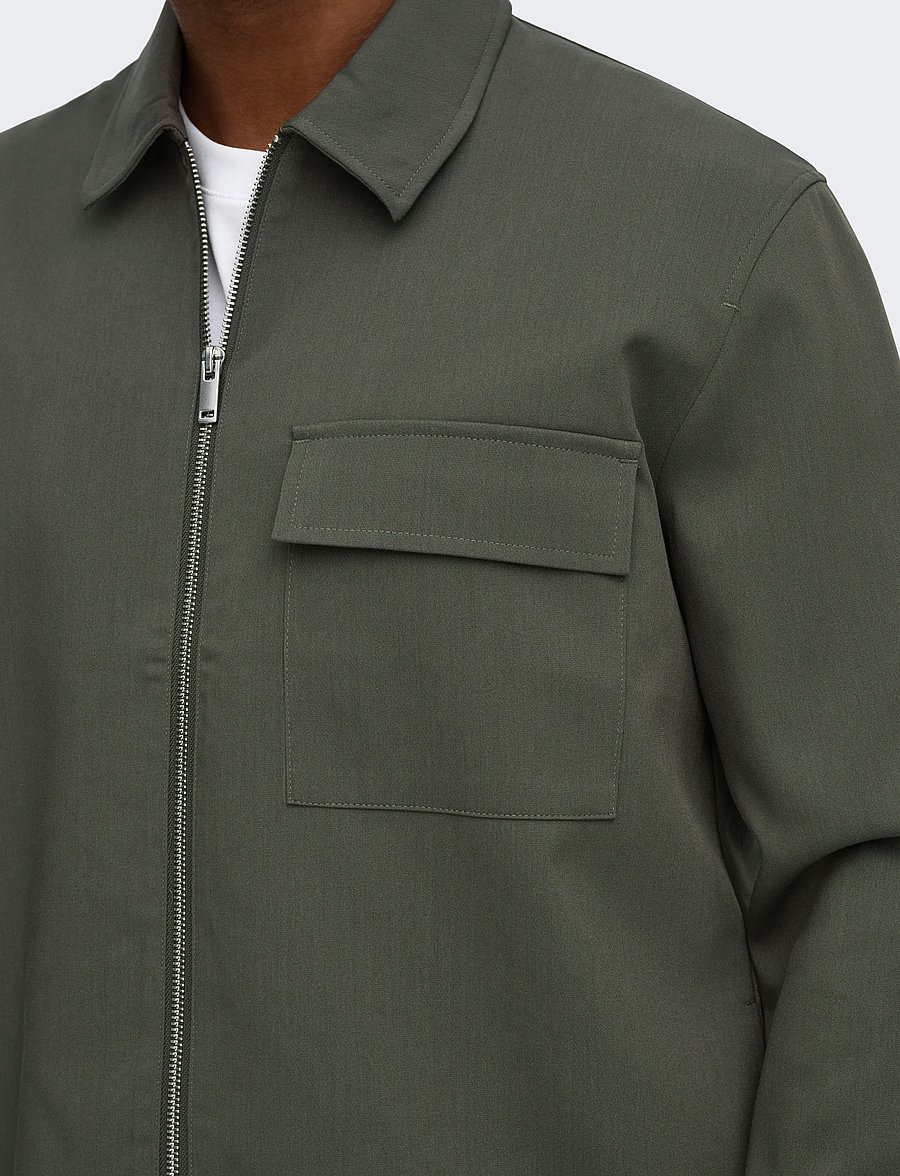 ONLY & SONS - ONSWILL REG 0292 ZIP OVERSHIRT FRML NOOS - beluga - 5