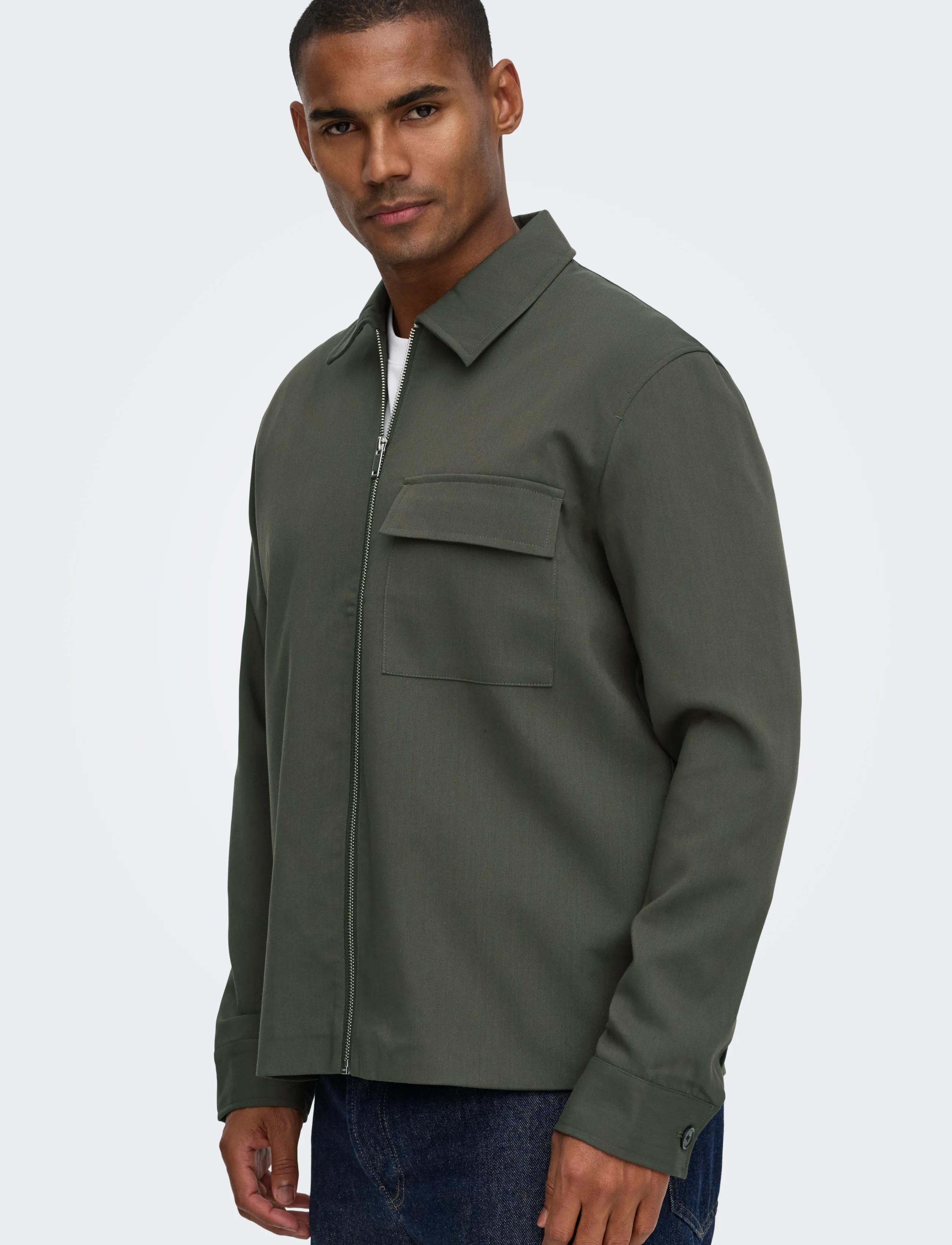 ONLY & SONS Onswill Reg 0292 Zip Overshirt Frml Noos bomberjackor herr – bild 6