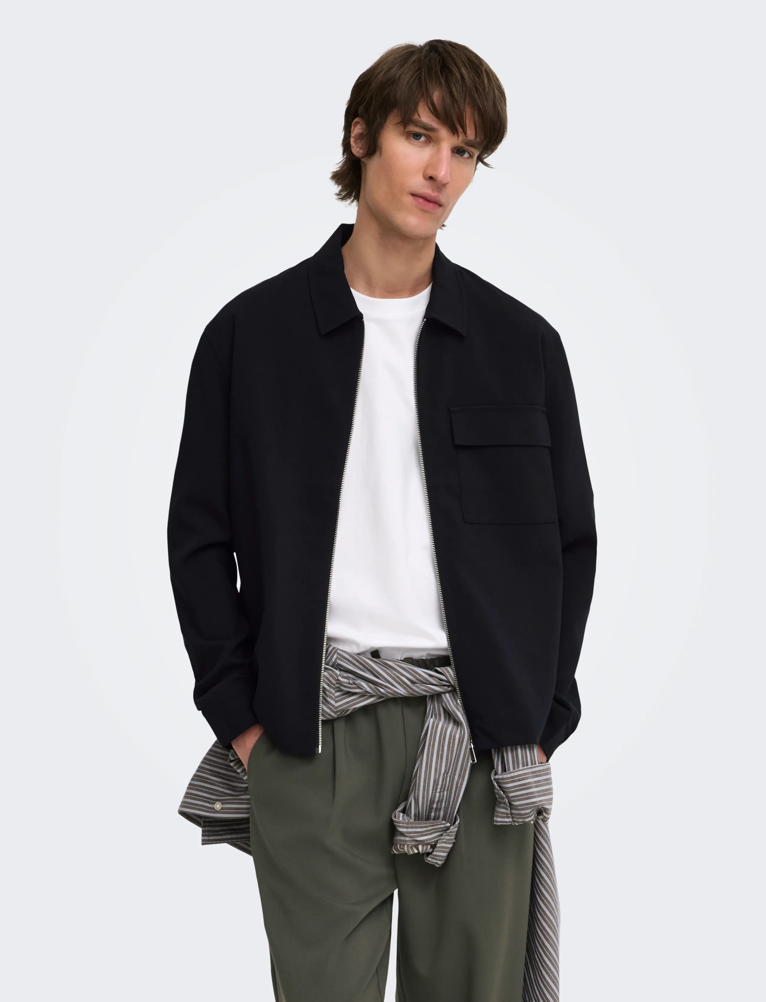 ONLY & SONS ONSWILL REG 0292 ZIP OVERSHIRT FRML NOOS - Kleidung - JET BLACK / black