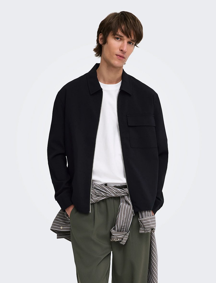 ONLY & SONS - ONSWILL REG 0292 ZIP OVERSHIRT FRML NOOS - forårsjakker - jet black - 0