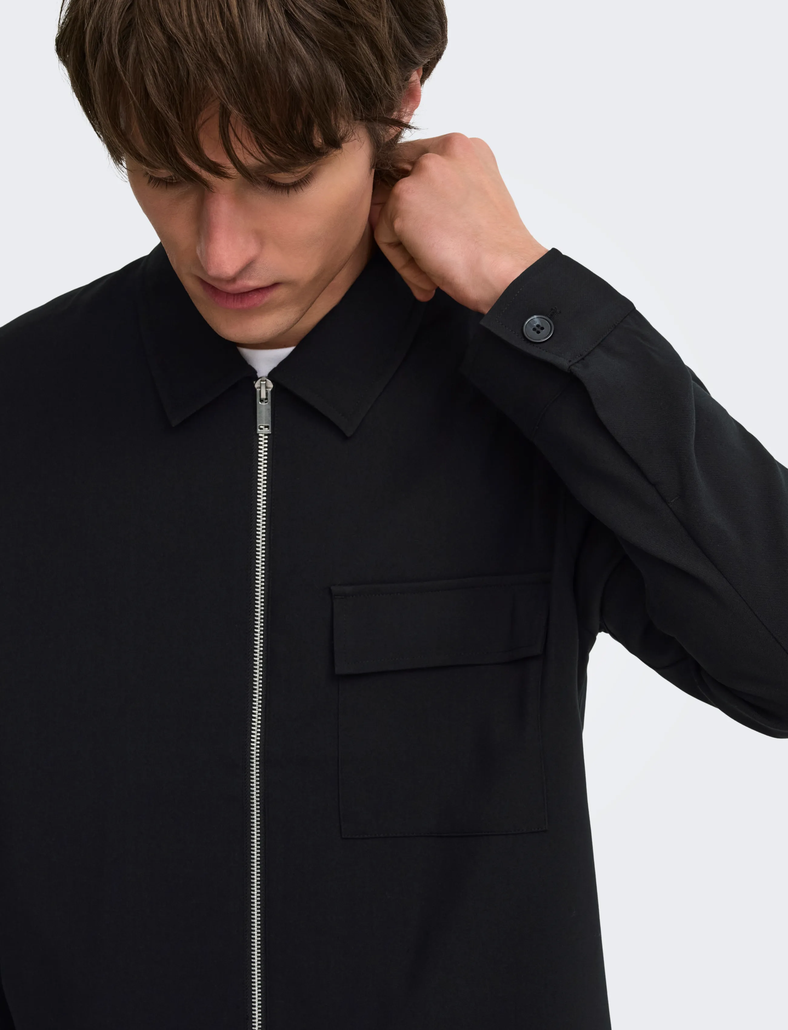 ONLY & SONS - ONSWILL REG 0292 ZIP OVERSHIRT FRML NOOS - jet black - 5