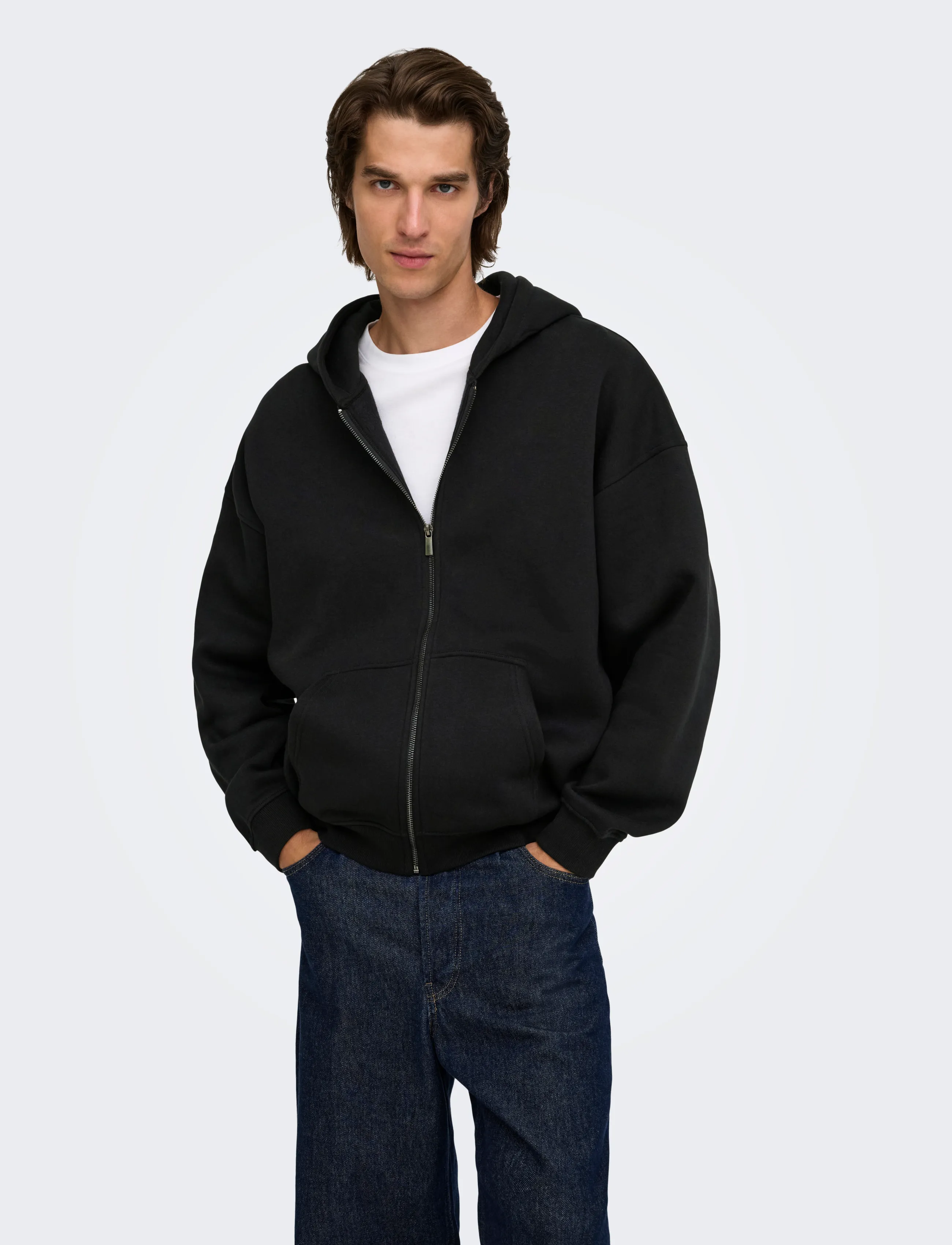 ONLY & SONS ONSCERES OVZ ZIP HOODIE SWEAT NOOS - Sweatshirts & Hoodies - BLACK / black