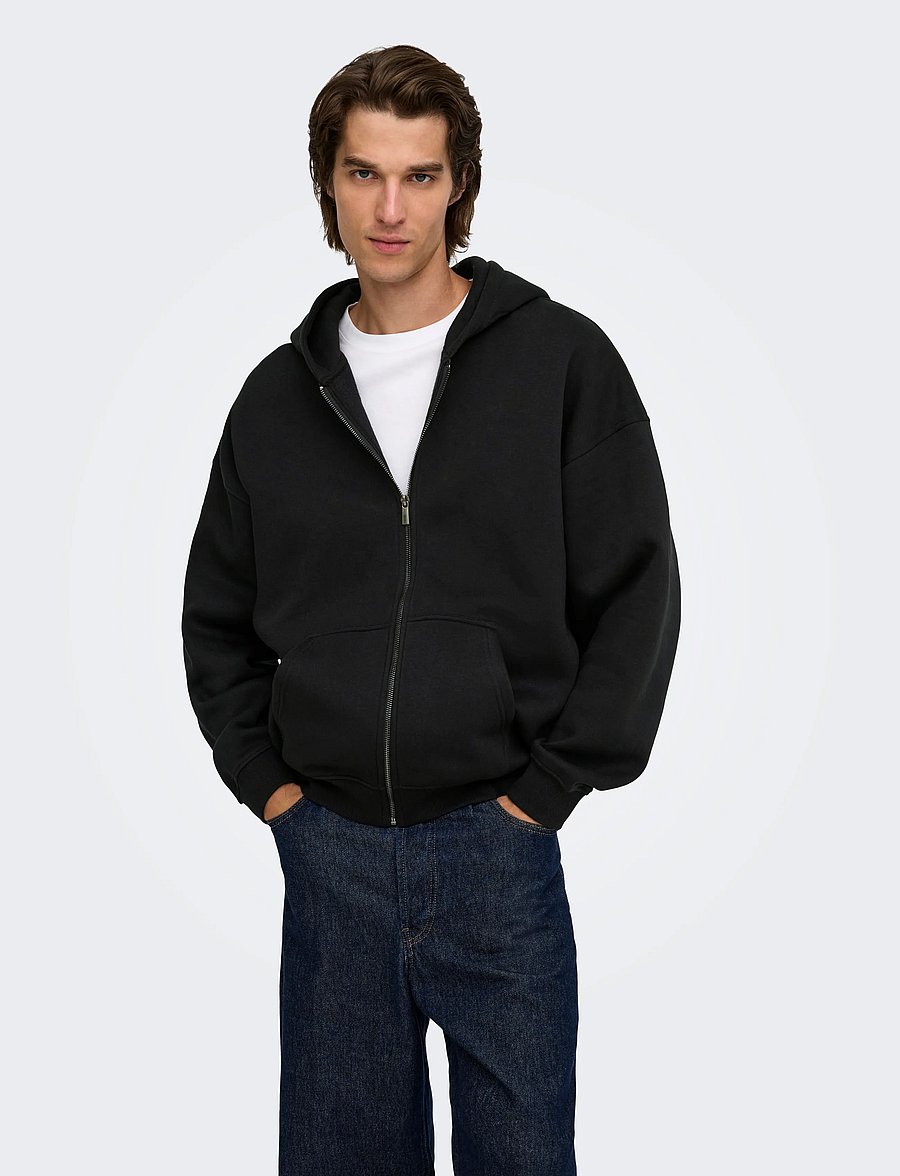ONLY & SONS - ONSCERES OVZ ZIP HOODIE SWEAT NOOS - black - 0