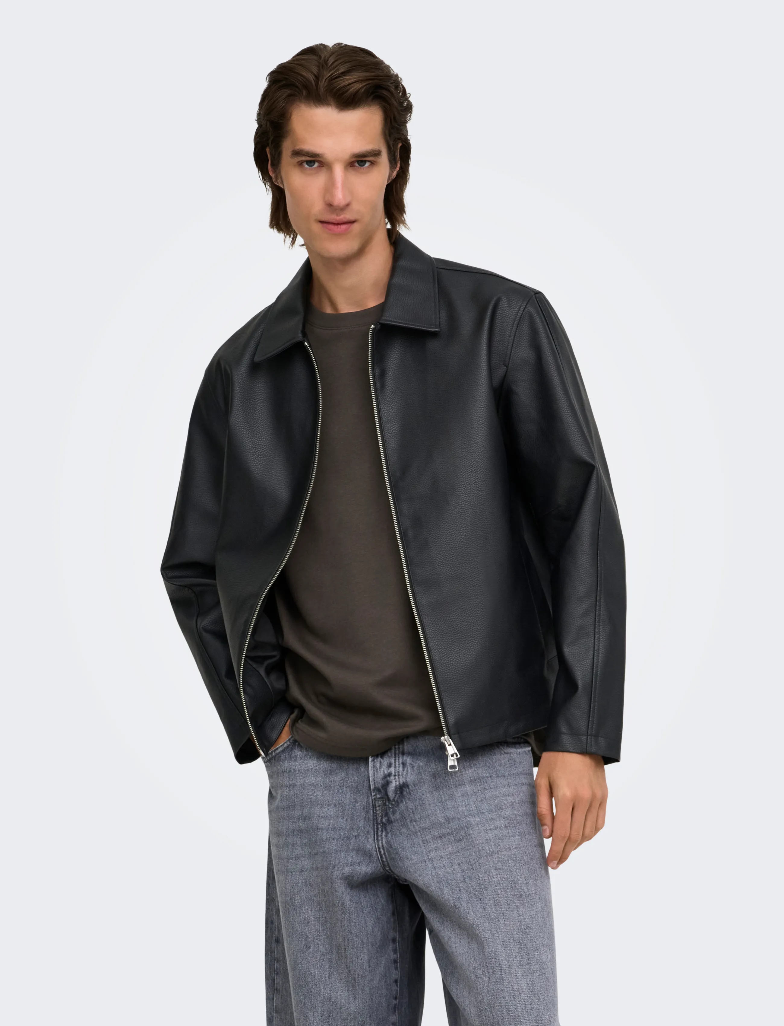 ONLY & SONS ONSREM PU JACKET OTW VD - Jakker - BLACK / black