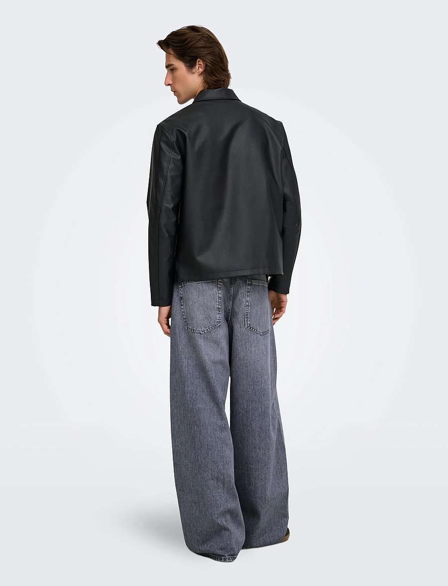 ONLY & SONS - ONSREM PU JACKET OTW VD - frühlingsjacken - black - 3