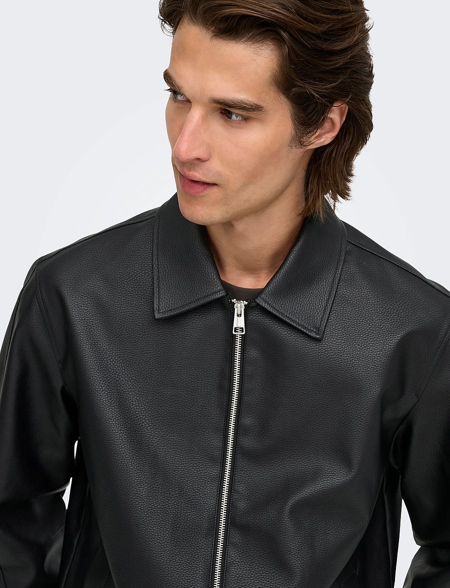 ONLY & SONS - ONSREM PU JACKET OTW VD - frühlingsjacken - black - 5