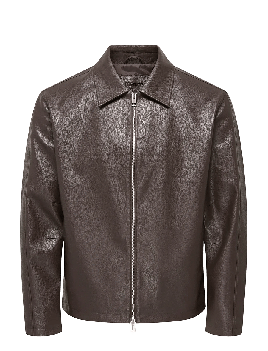 ONLY & SONS - ONSREM PU JACKET OTW VD - herbstjacken - hot fudge - 1