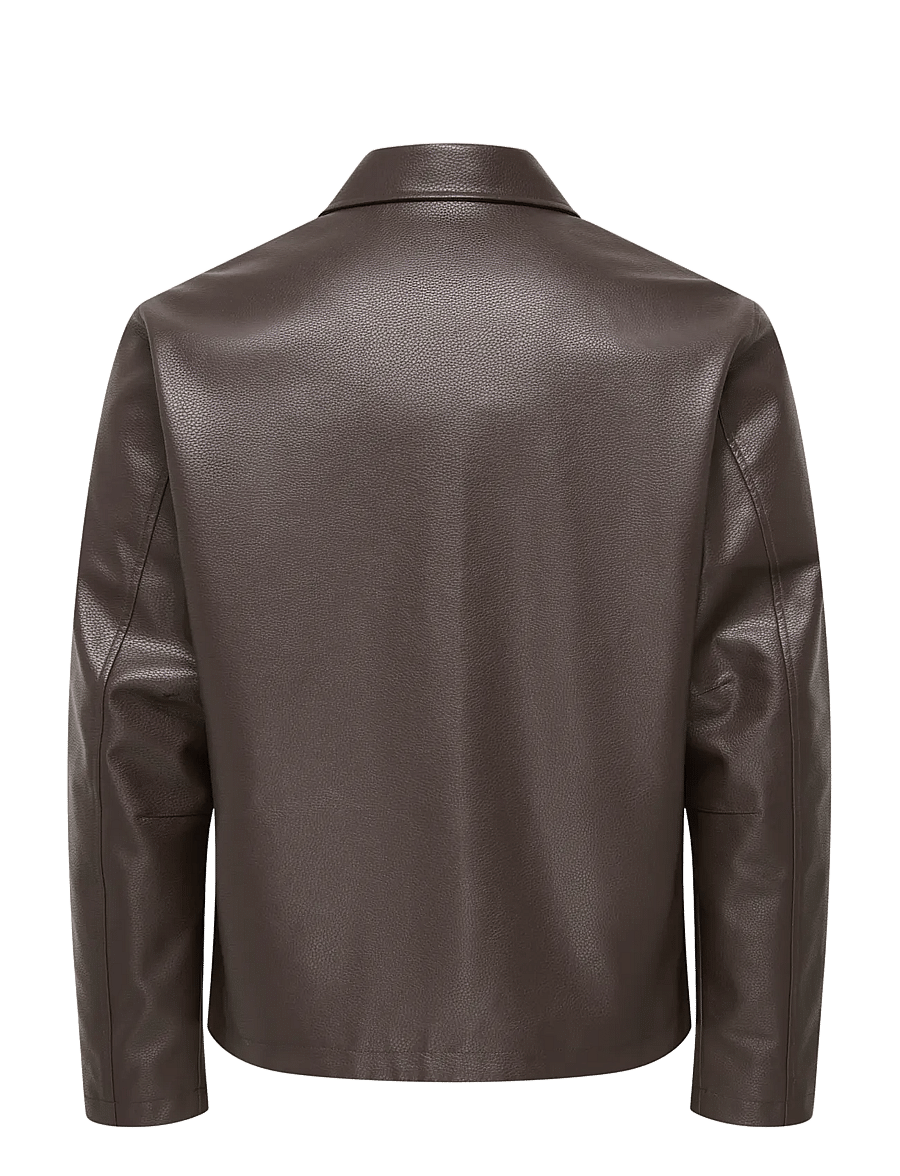 ONLY & SONS - ONSREM PU JACKET OTW VD - herbstjacken - hot fudge - 2