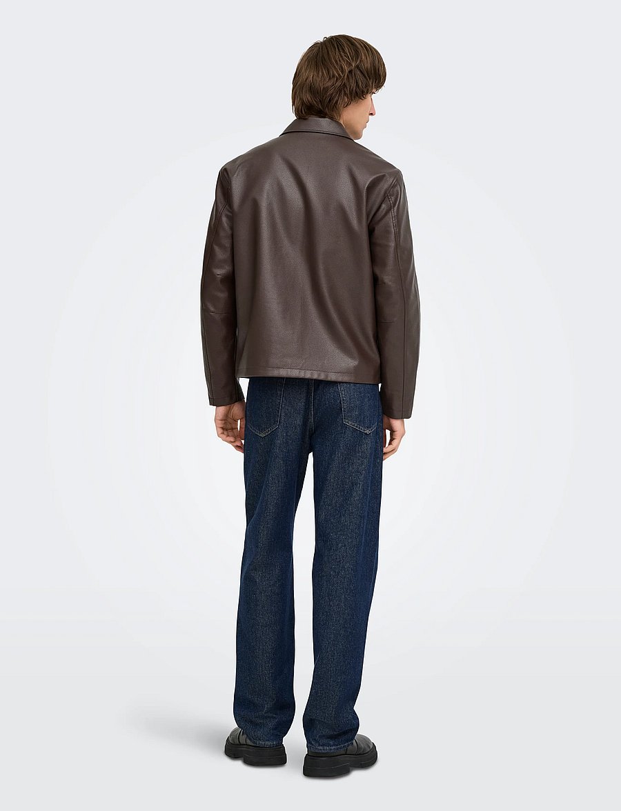 ONLY & SONS - ONSREM PU JACKET OTW VD - herbstjacken - hot fudge - 3