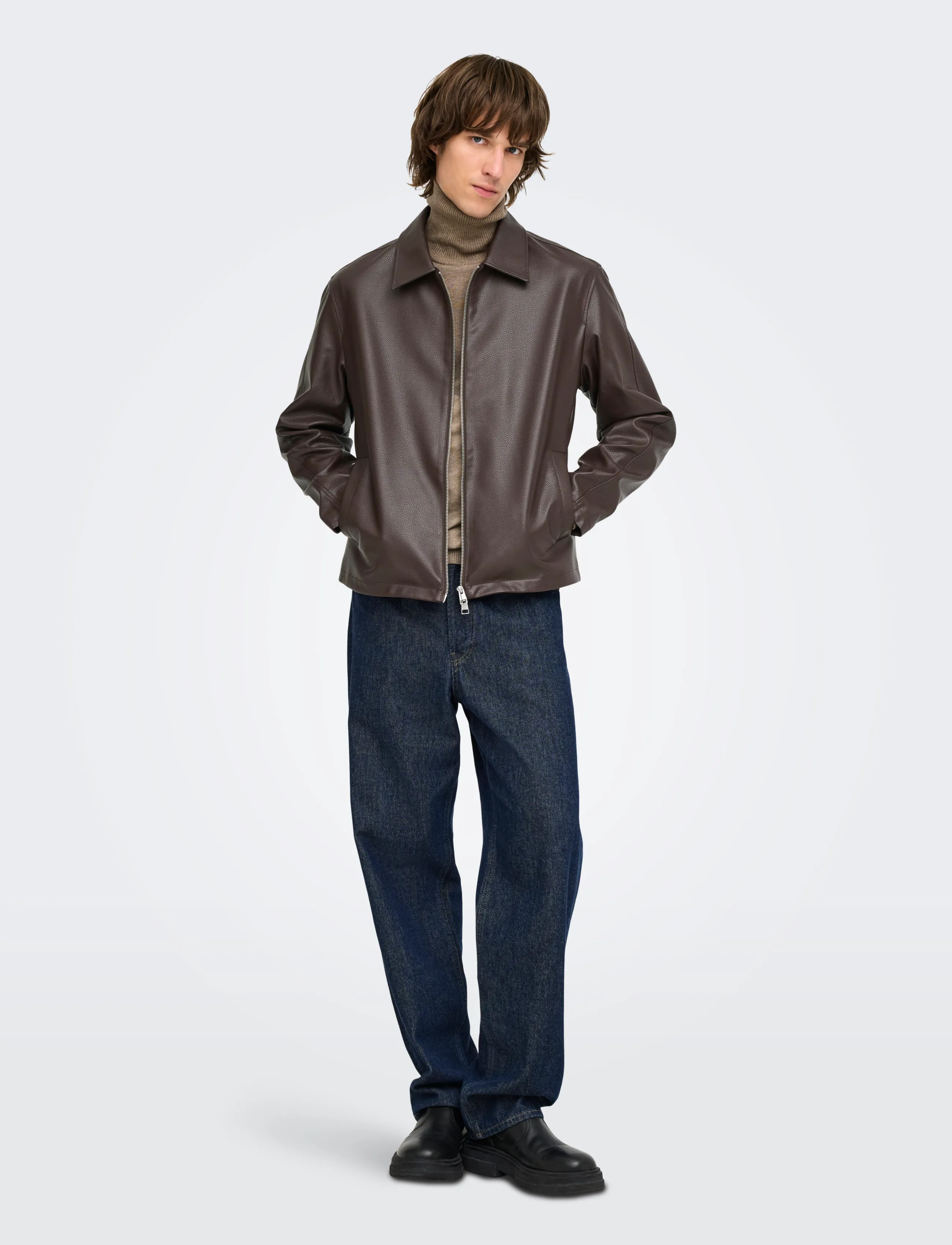 ONLY & SONS - ONSREM PU JACKET OTW VD - hot fudge - 4