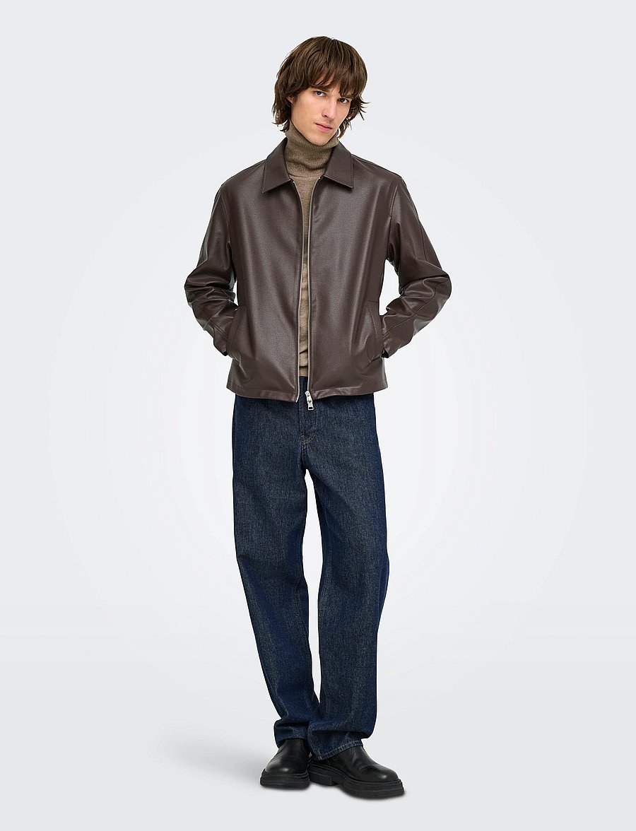 ONLY & SONS - ONSREM PU JACKET OTW VD - herbstjacken - hot fudge - 4