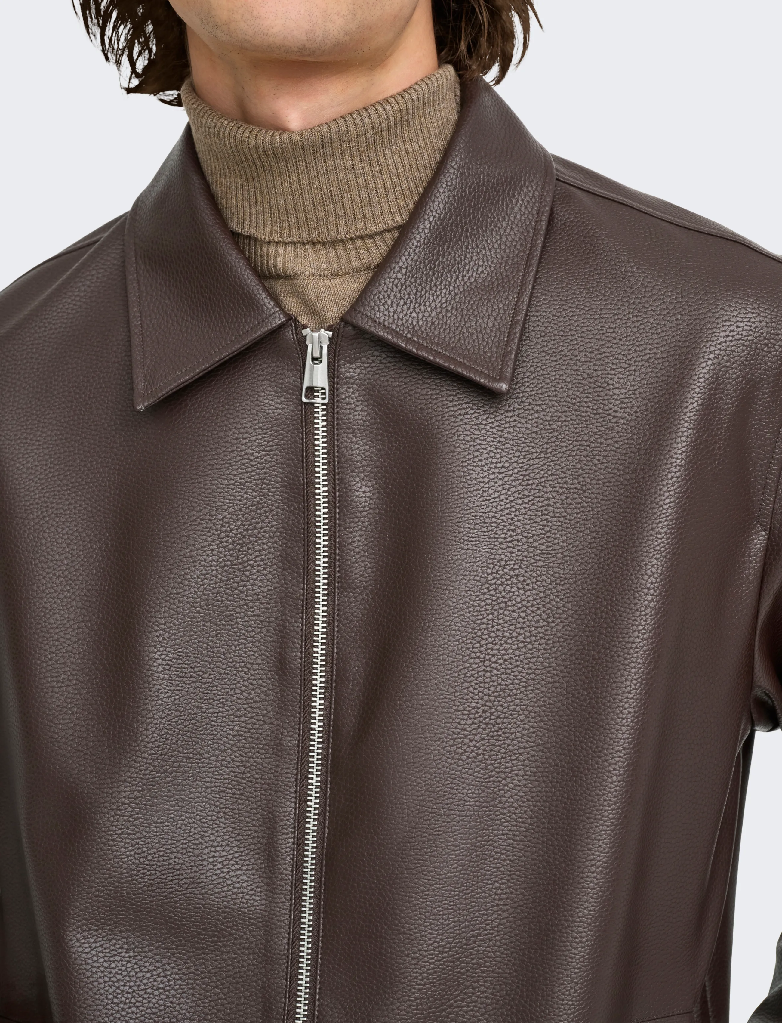 ONLY & SONS - ONSREM PU JACKET OTW VD - hot fudge - 5