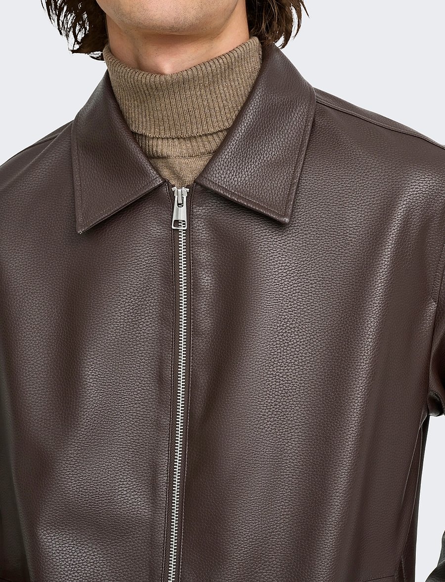 ONLY & SONS - ONSREM PU JACKET OTW VD - herbstjacken - hot fudge - 5