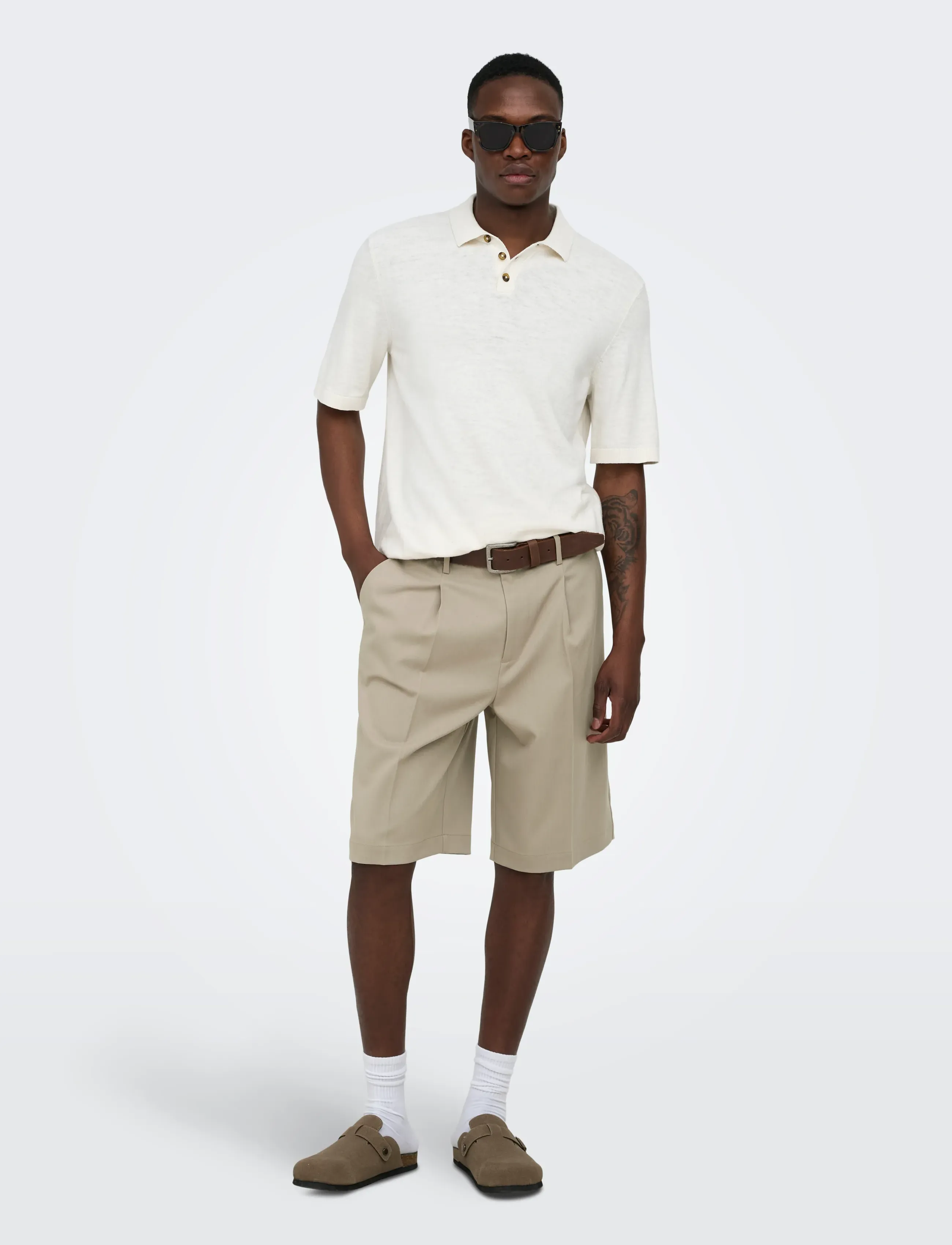 ONLY & SONS - ONSDAVES LOOSE TAILORED 0346 SHORTS FRML - chinos shorts - chinchilla - 4