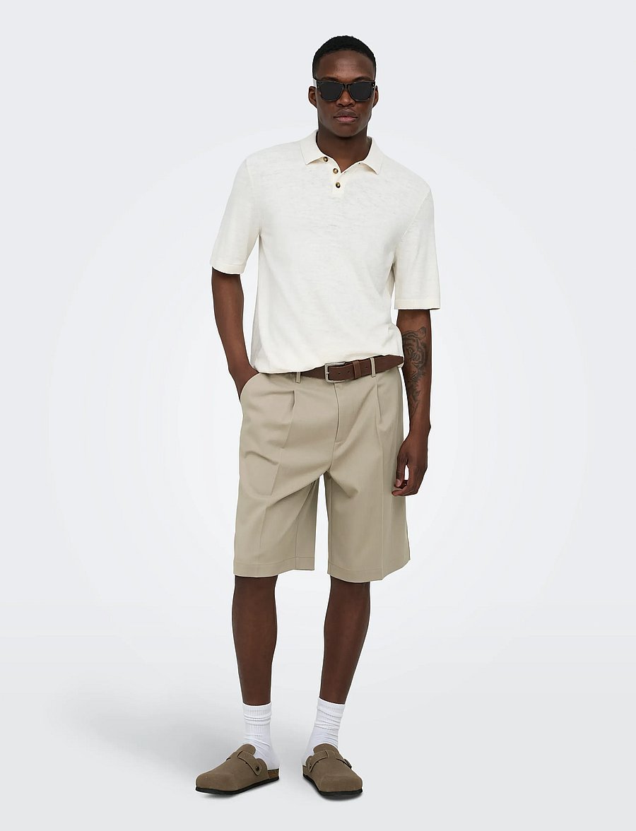 ONLY & SONS - ONSDAVES LOOSE TAILORED 0346 SHORTS FRML - chinos shorts - chinchilla - 4