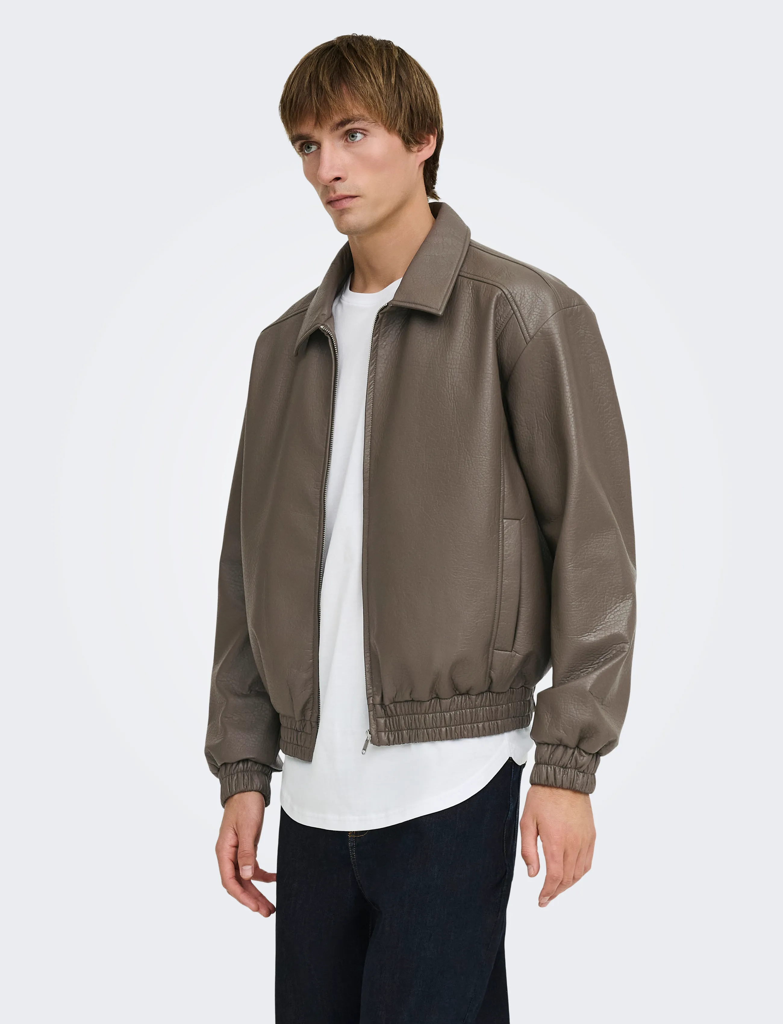 ONLY & SONS ONSREX PU JACKET OTW VD - Jackets - BELUGA / brown