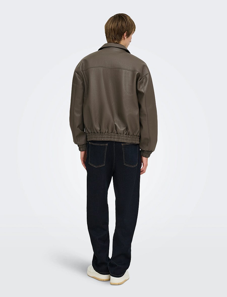 ONLY & SONS - ONSREX PU JACKET OTW VD - fall jackets - beluga - 3