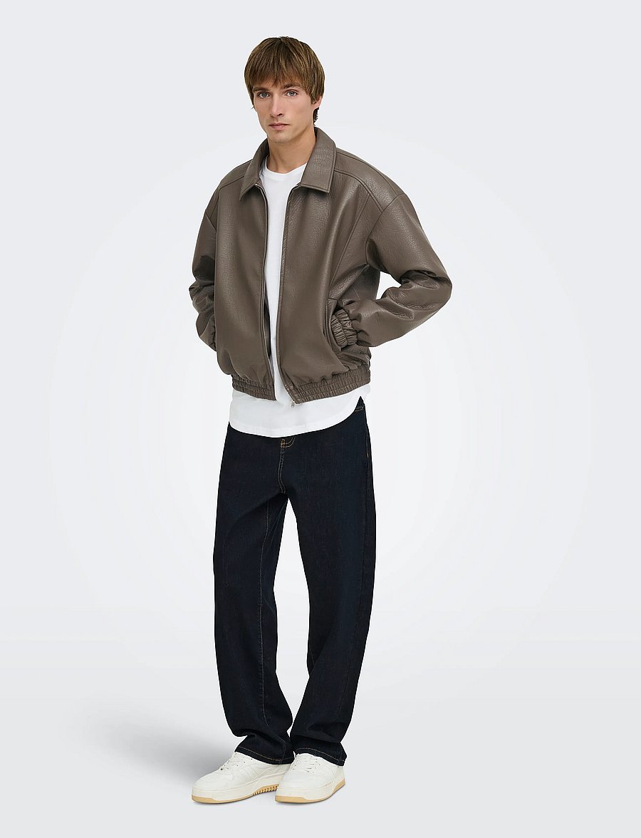 ONLY & SONS - ONSREX PU JACKET OTW VD - fall jackets - beluga - 4