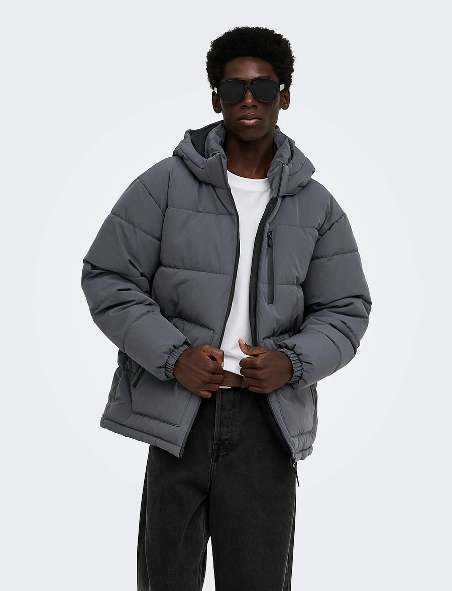 ONLY & SONS - ONSROMO PUFFER JACKET OTW NOOS - talvejoped - asphalt - 0