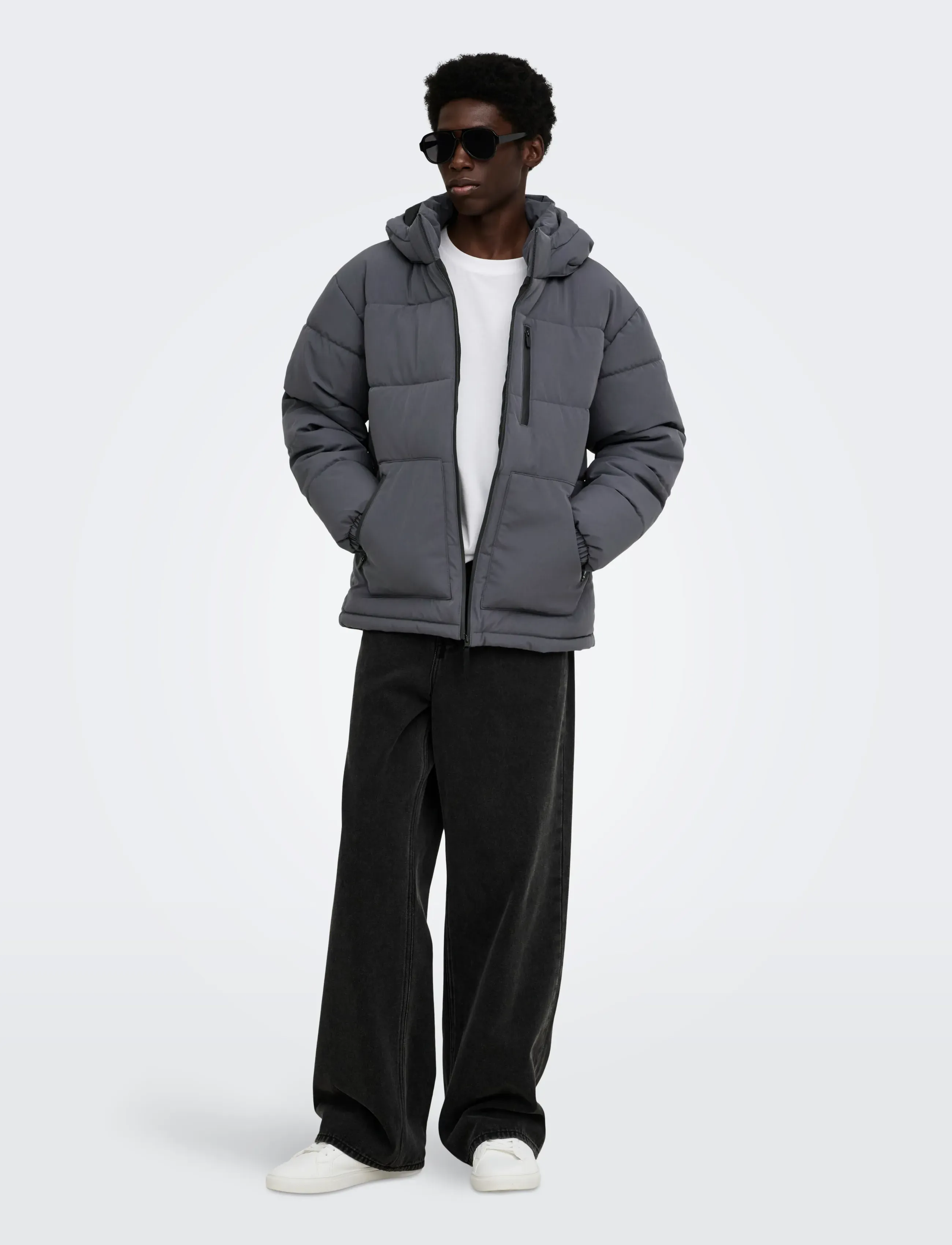 ONLY & SONS - ONSROMO PUFFER JACKET OTW NOOS - talvejoped - asphalt - 4