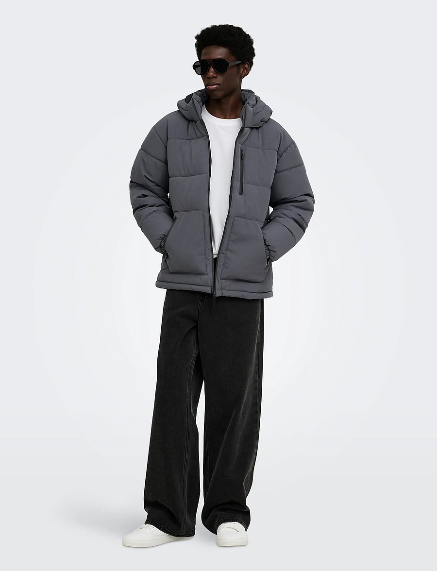 ONLY & SONS - ONSROMO PUFFER JACKET OTW NOOS - talvejoped - asphalt - 4