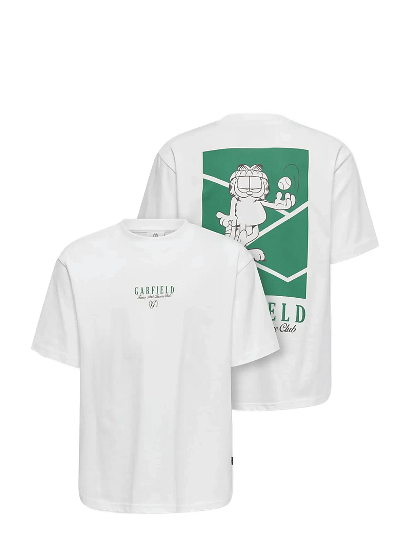 ONLY & SONS - OSJGARFIELD LIFE RLX SS LIC TEE - kortärmade t-shirts - bright white - 2