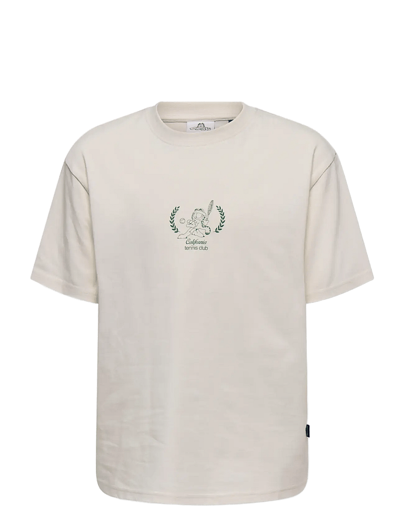 ONLY & SONS - OSJGARFIELD LIFE RLX SS LIC TEE - short-sleeved t-shirts - cloud dancer - 0