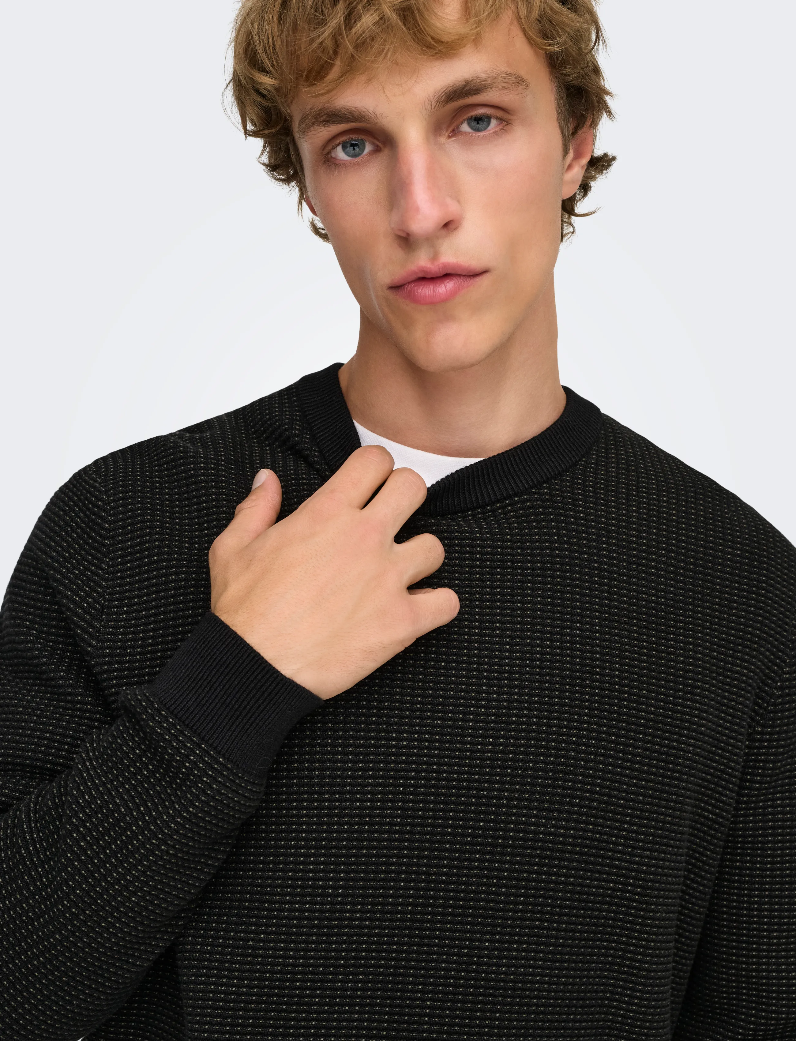 ONLY & SONS - ONSDAVE REG LS CREW NECK KNIT NOOS - black - 5