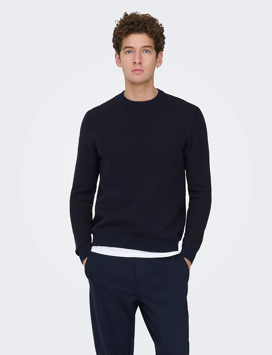 ONLY & SONS - ONSDAVE REG LS CREW NECK KNIT NOOS - rundhals - dark sapphire - 0