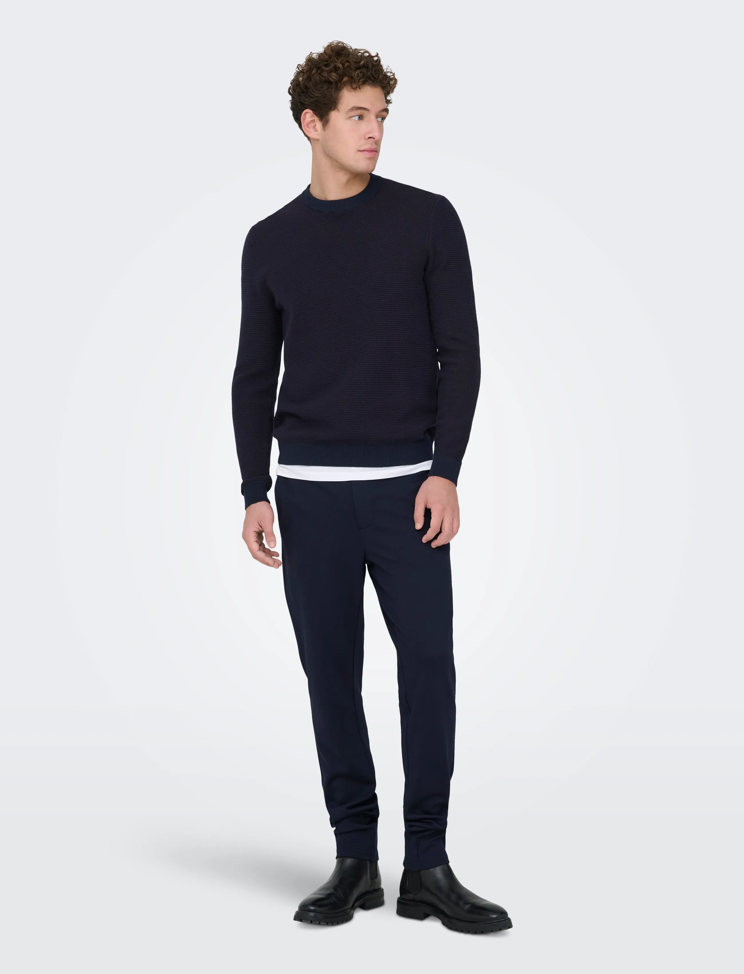 ONLY & SONS - ONSDAVE REG LS CREW NECK KNIT NOOS - dark sapphire - 4