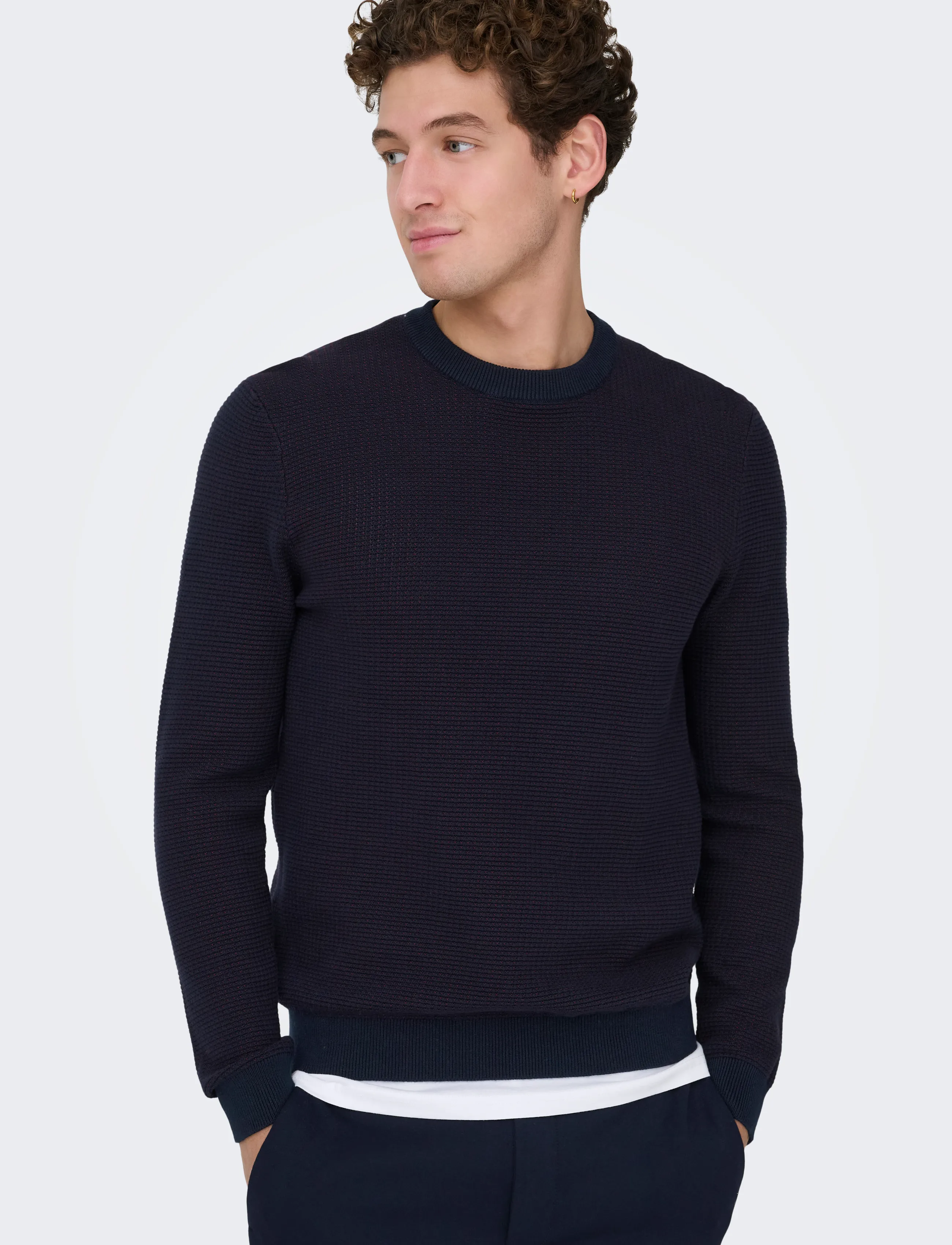 ONLY & SONS - ONSDAVE REG LS CREW NECK KNIT NOOS - dark sapphire - 5