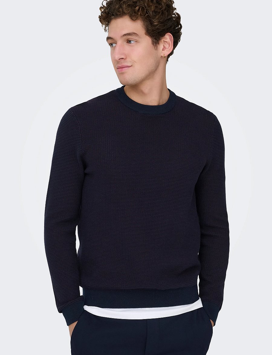 ONLY & SONS - ONSDAVE REG LS CREW NECK KNIT NOOS - rundhals - dark sapphire - 5